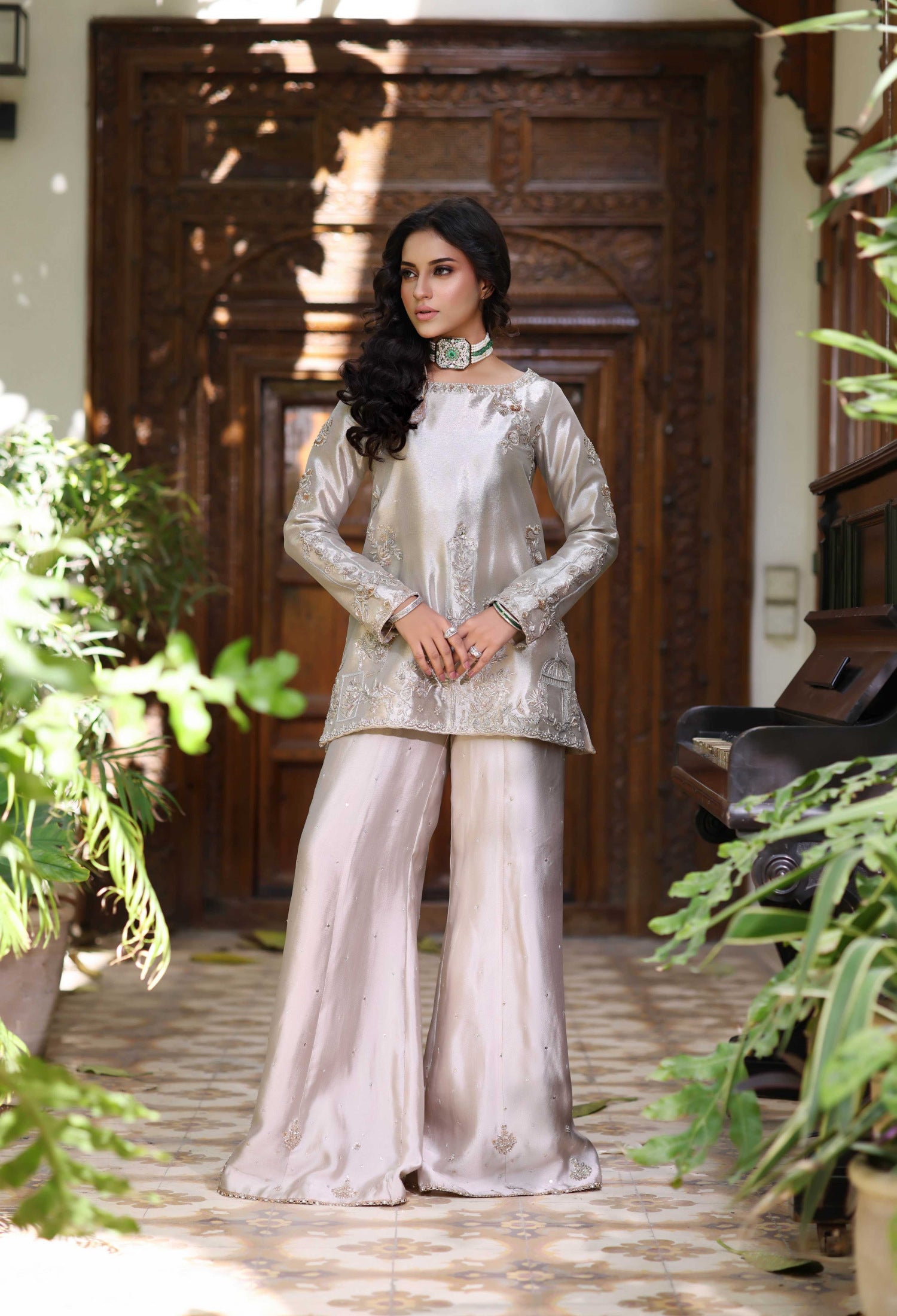 Wine Gold Tissue Pallazo