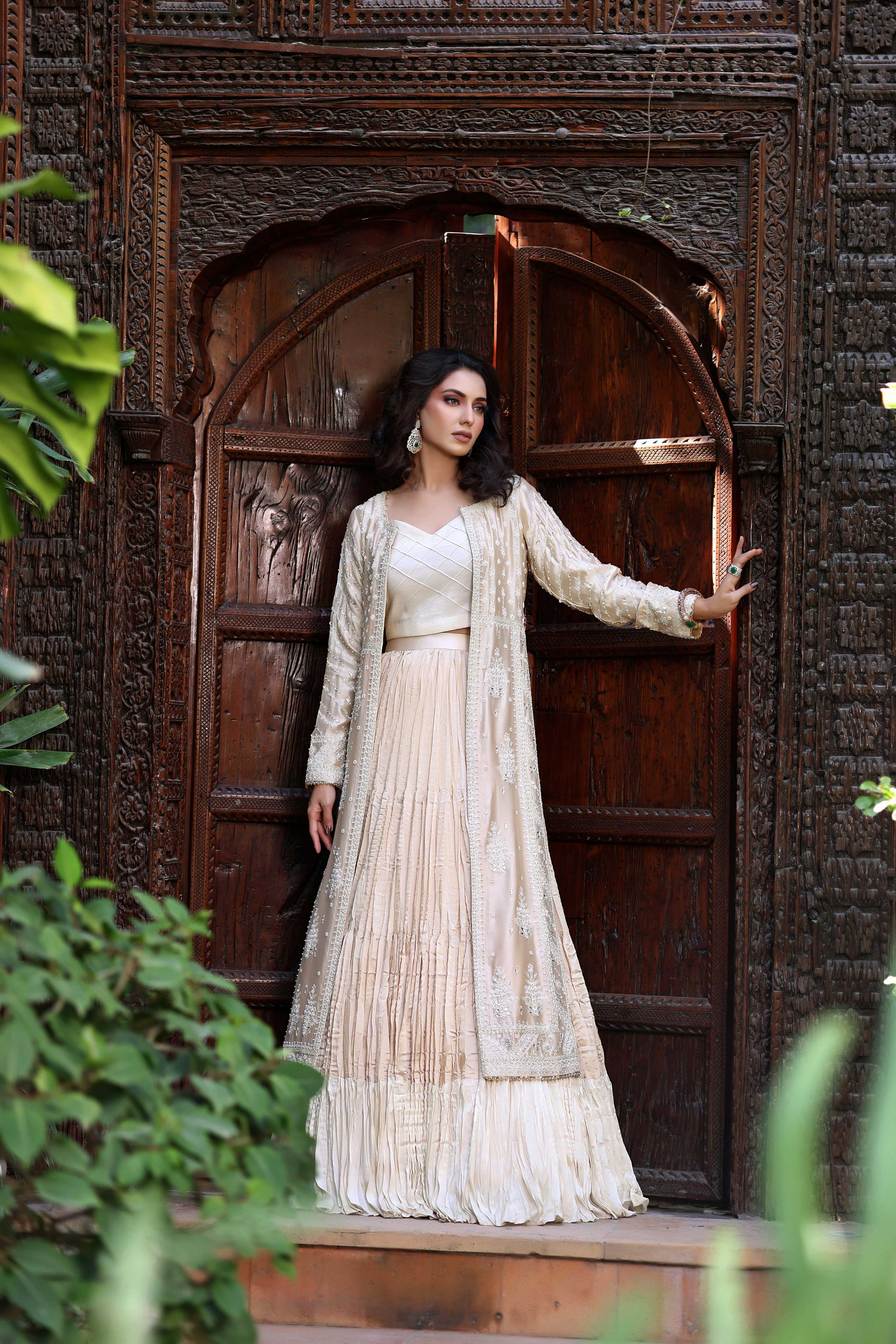 Gold White Resham Nur Jacket