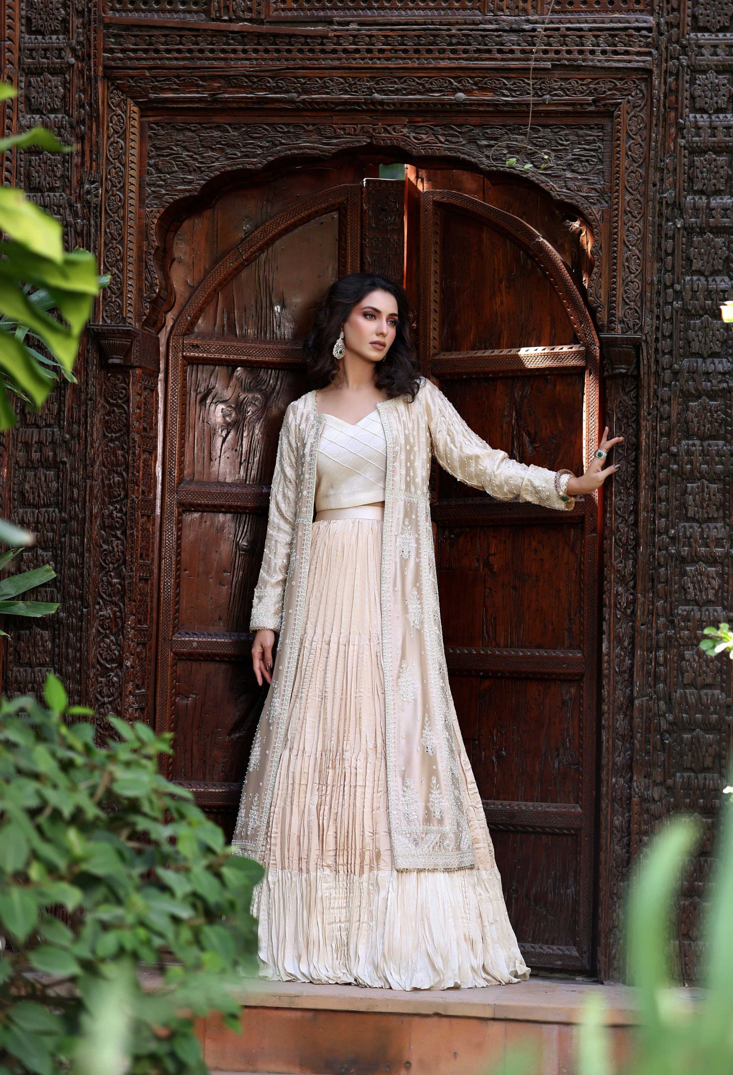 Gold White Resham Nur Jacket