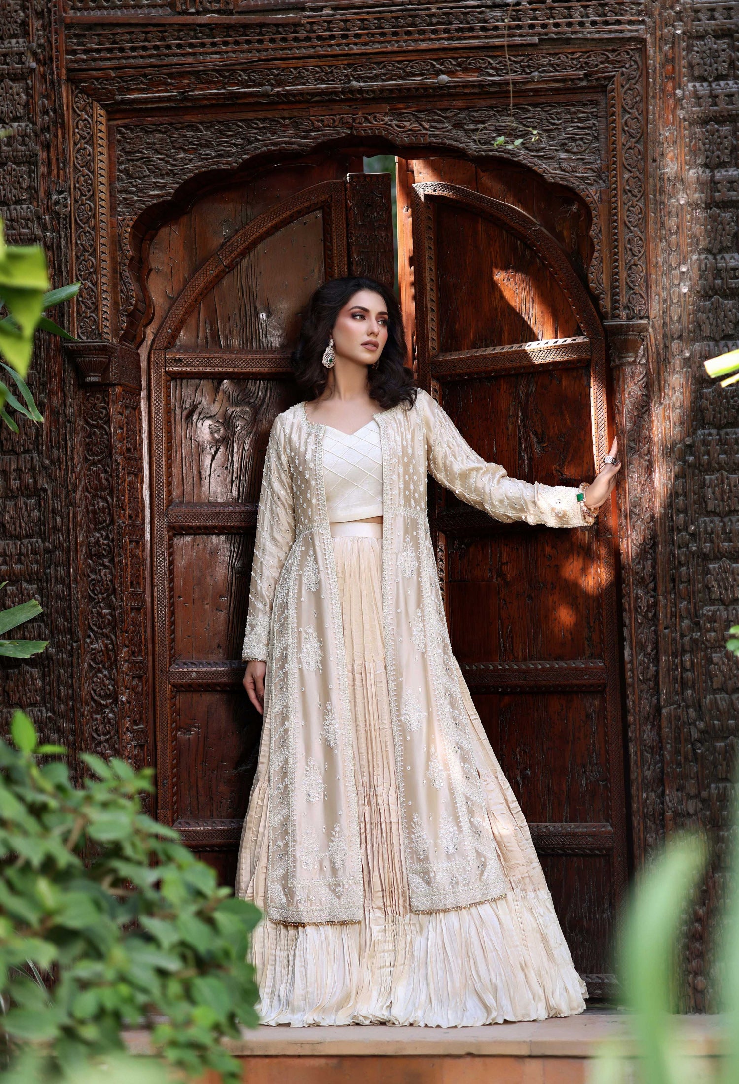 Gold White Resham Nur Jacket