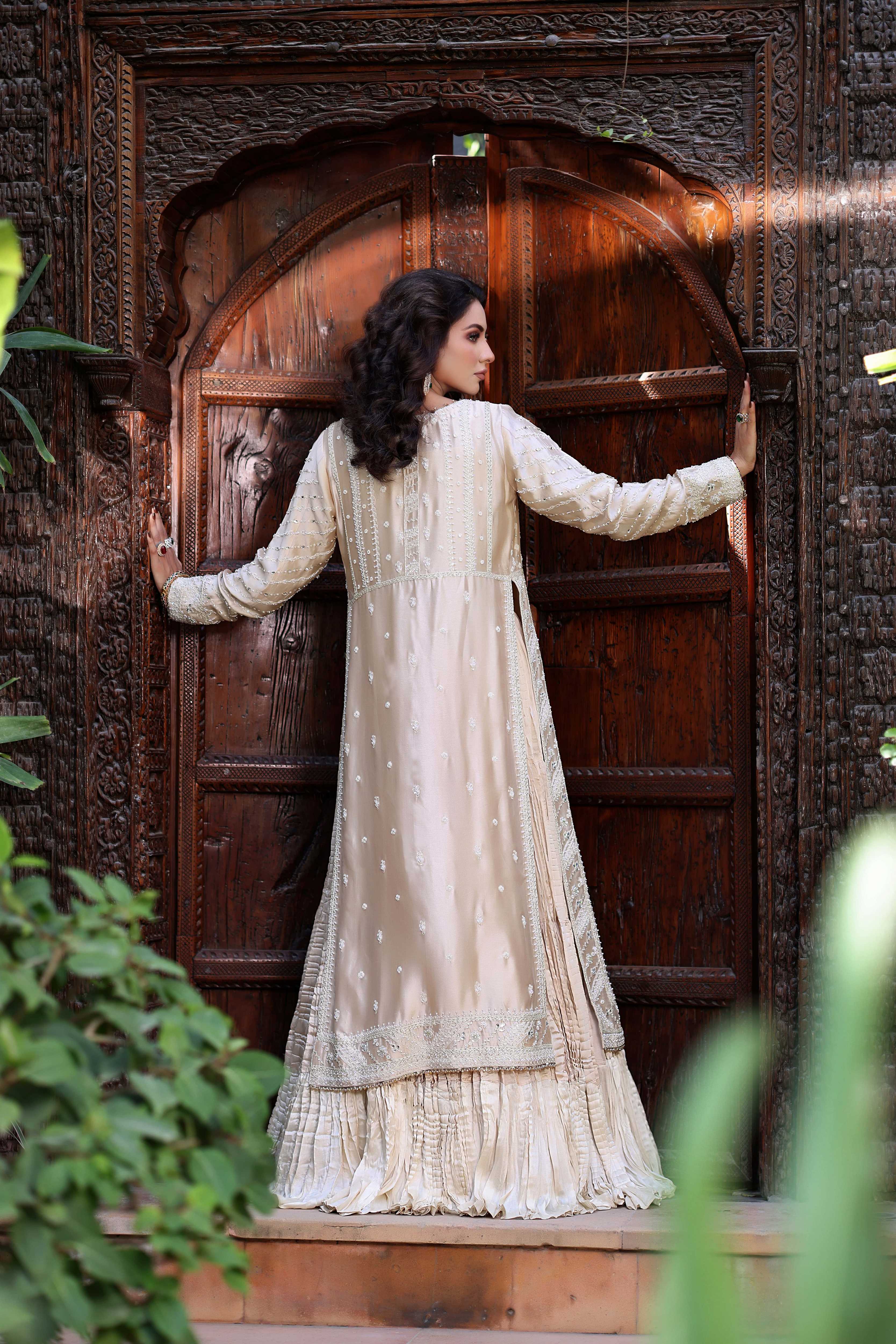 Gold White Resham Nur Jacket