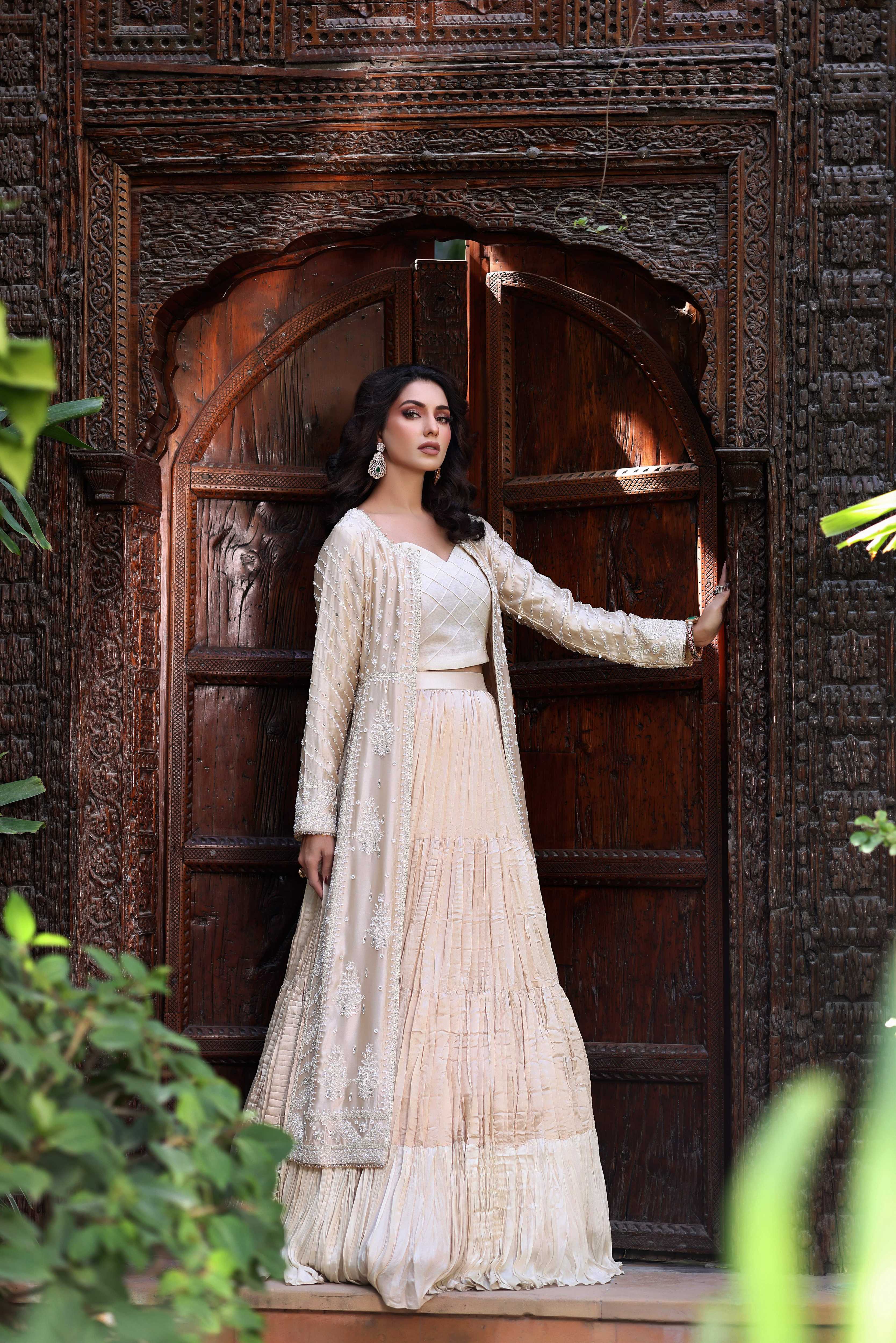 Gold White Resham Nur Jacket