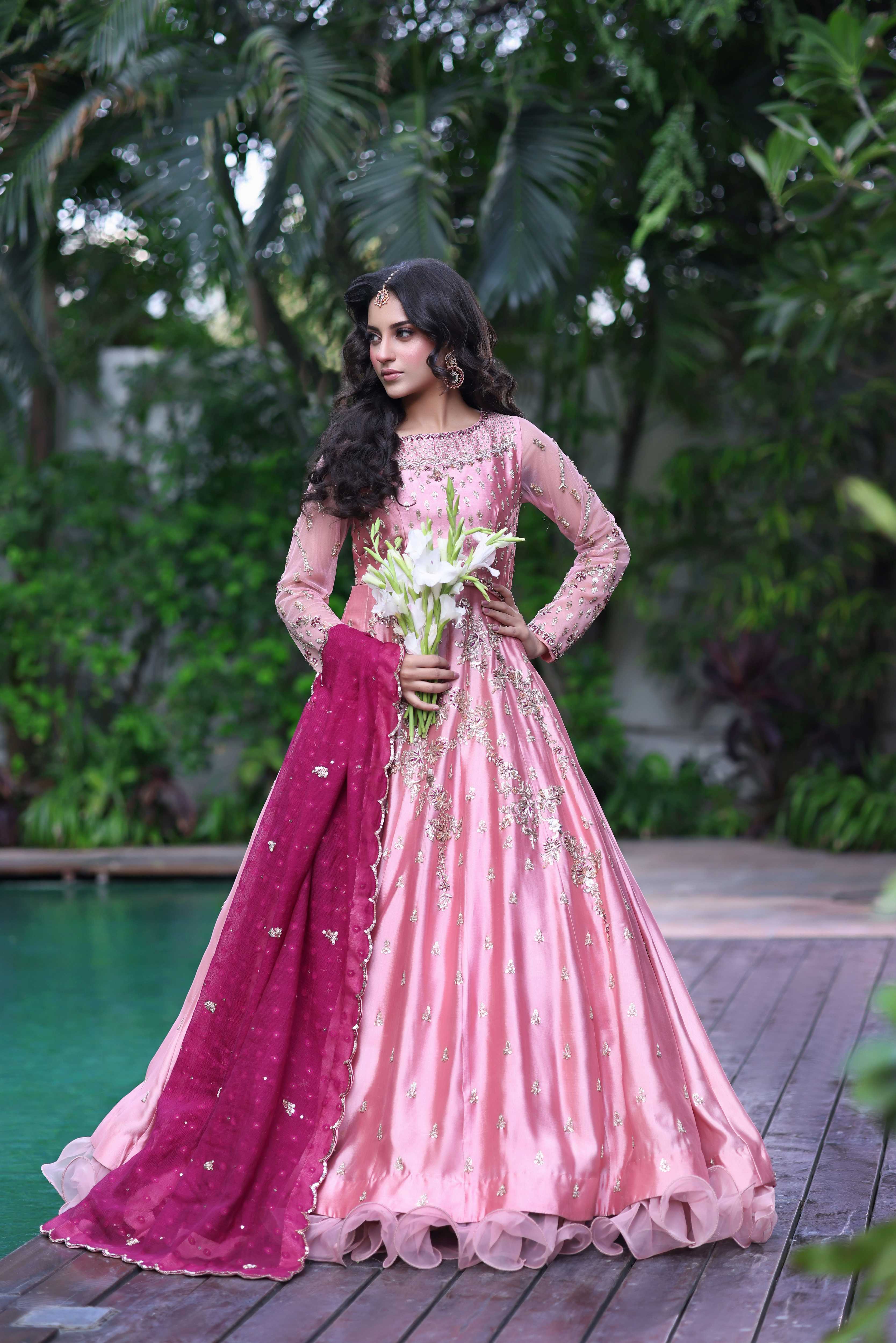 Blush Pink & Magenta Choli Lehnga Nur Set