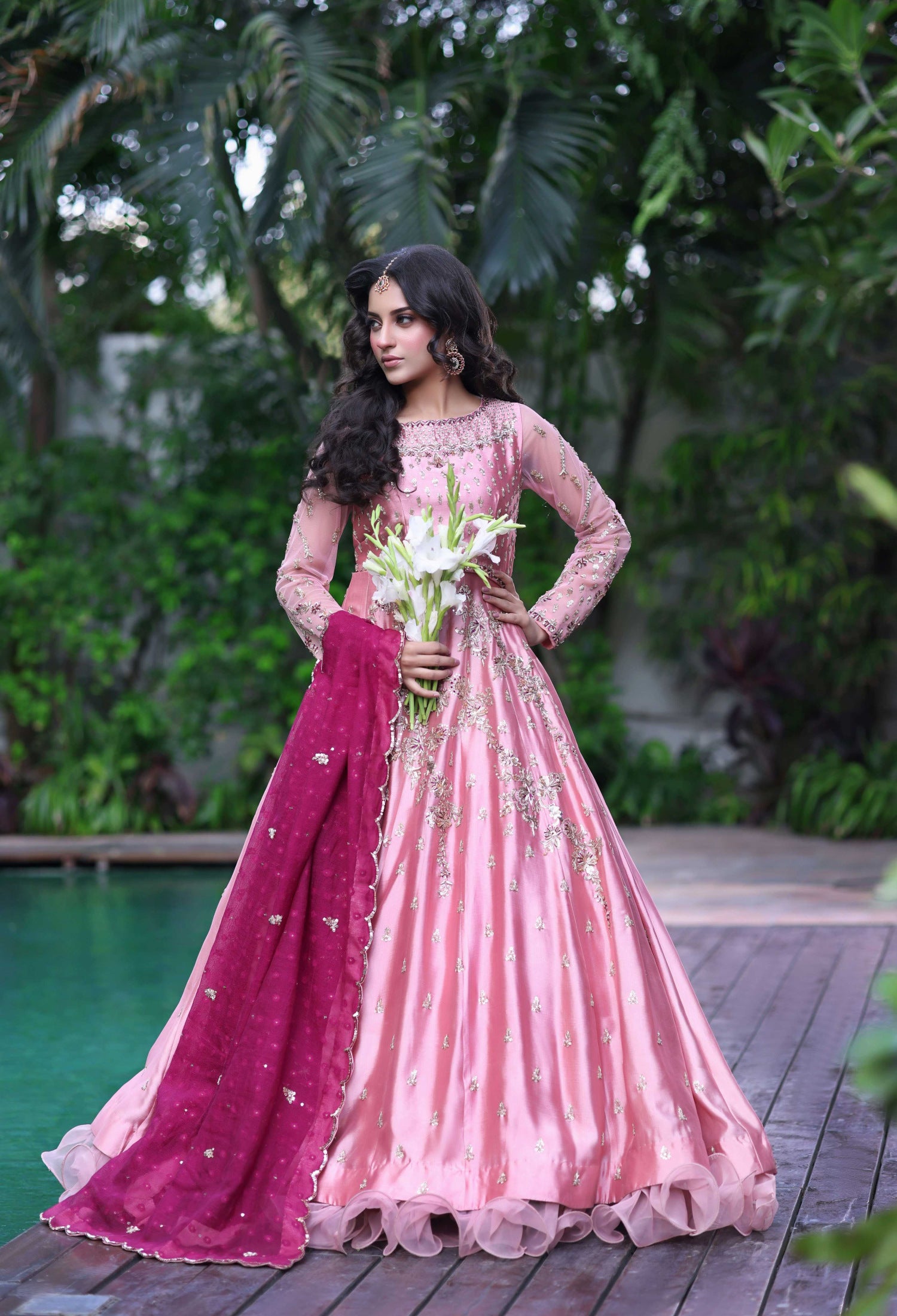 Blush Pink & Magenta Choli Lehnga Nur Set