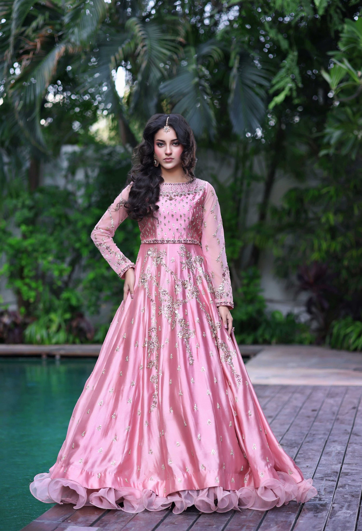 Blush Pink & Magenta Choli Lehnga Nur Set