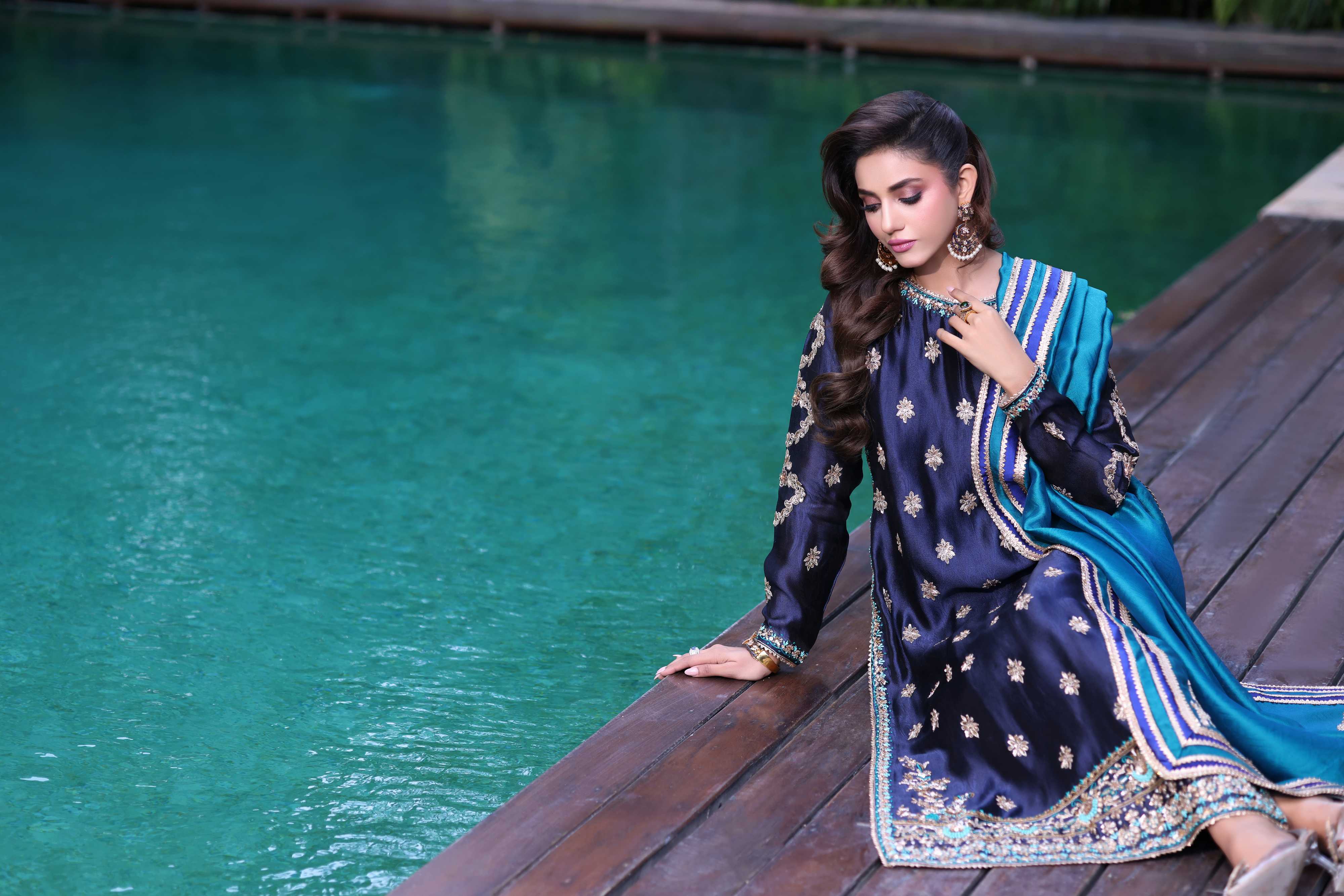 Midnight Navy with Teal Nur Set