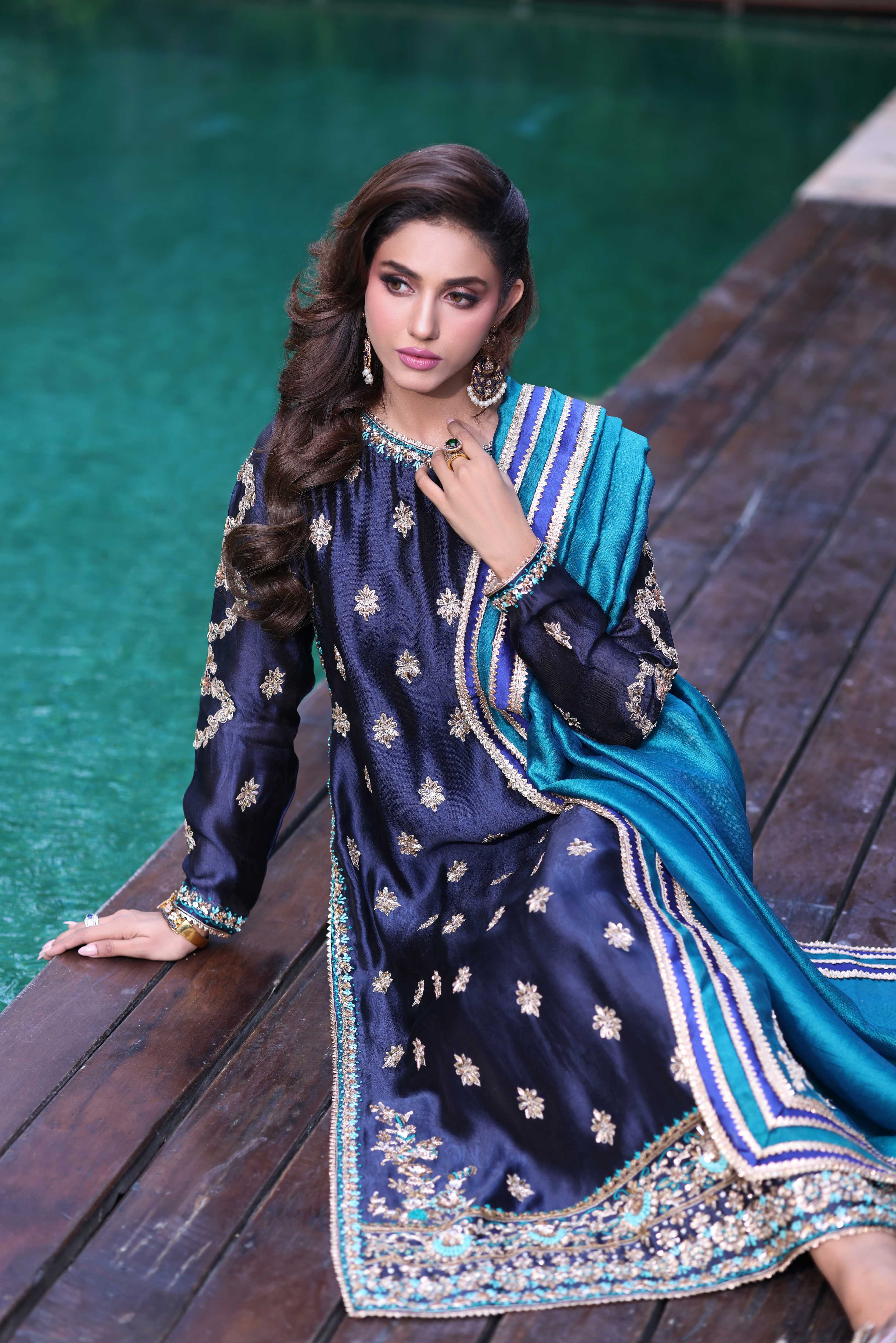 Midnight Navy with Teal Nur Set