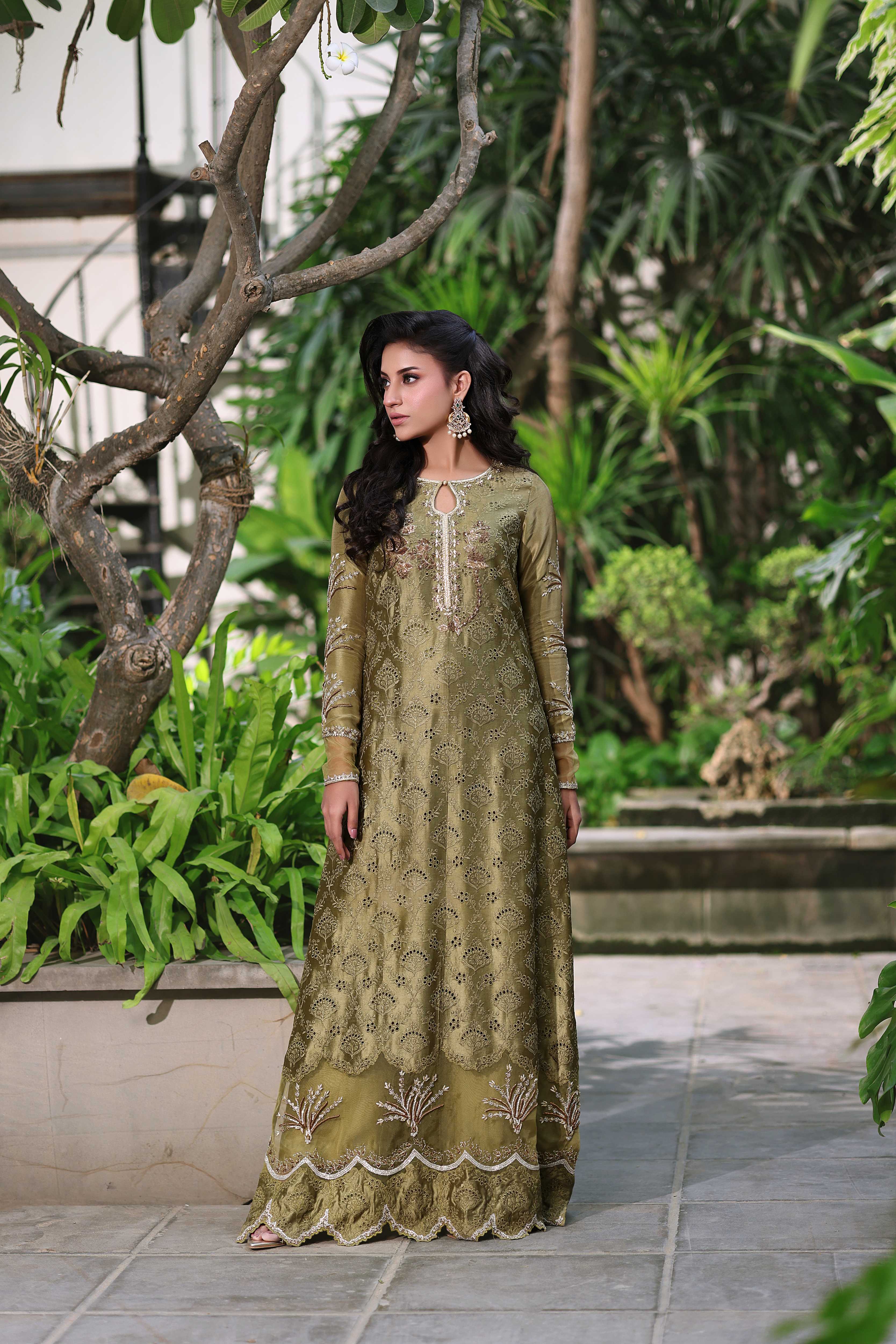 Muted Antique Olive Kaftan Set