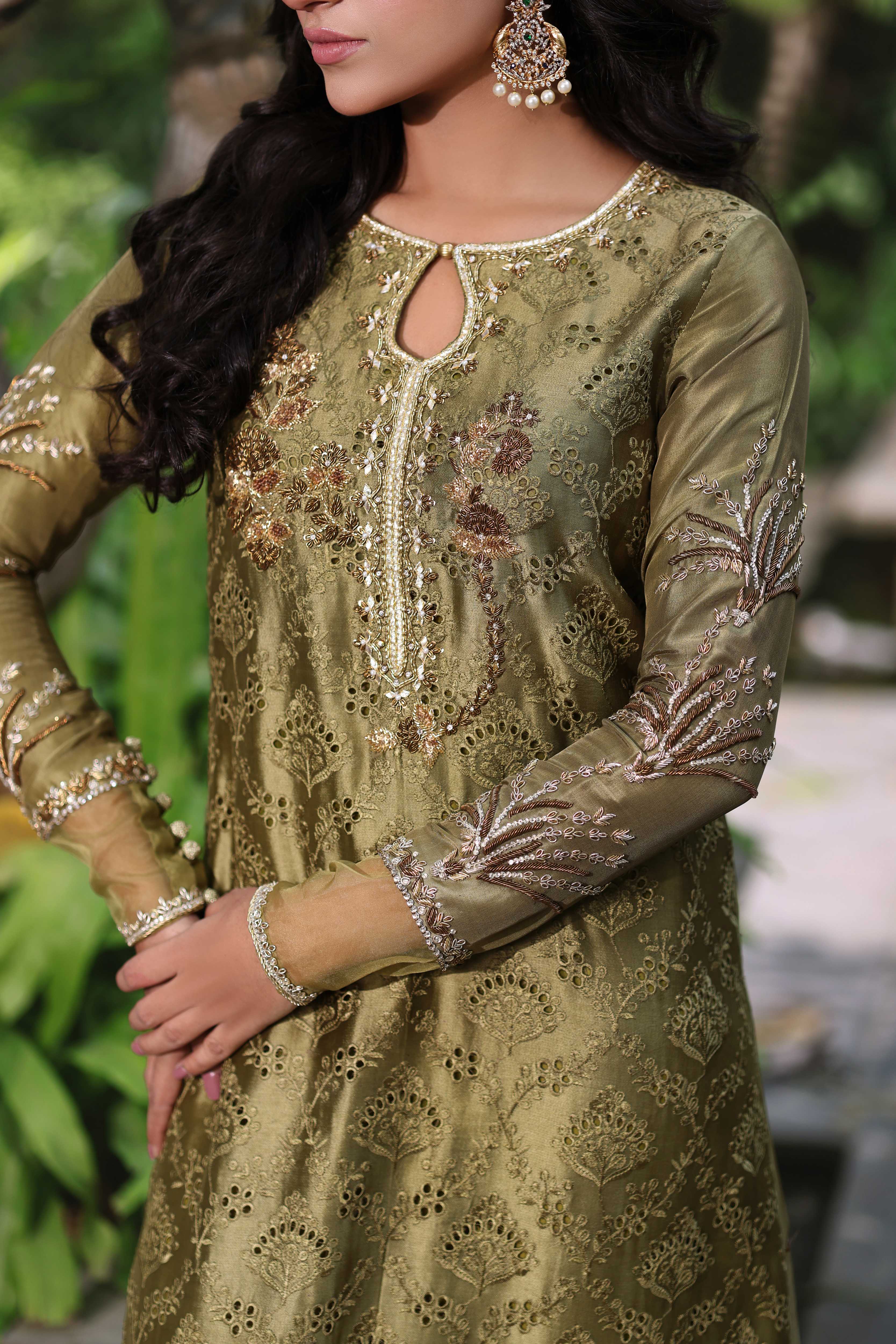 Muted Antique Olive Kaftan Set