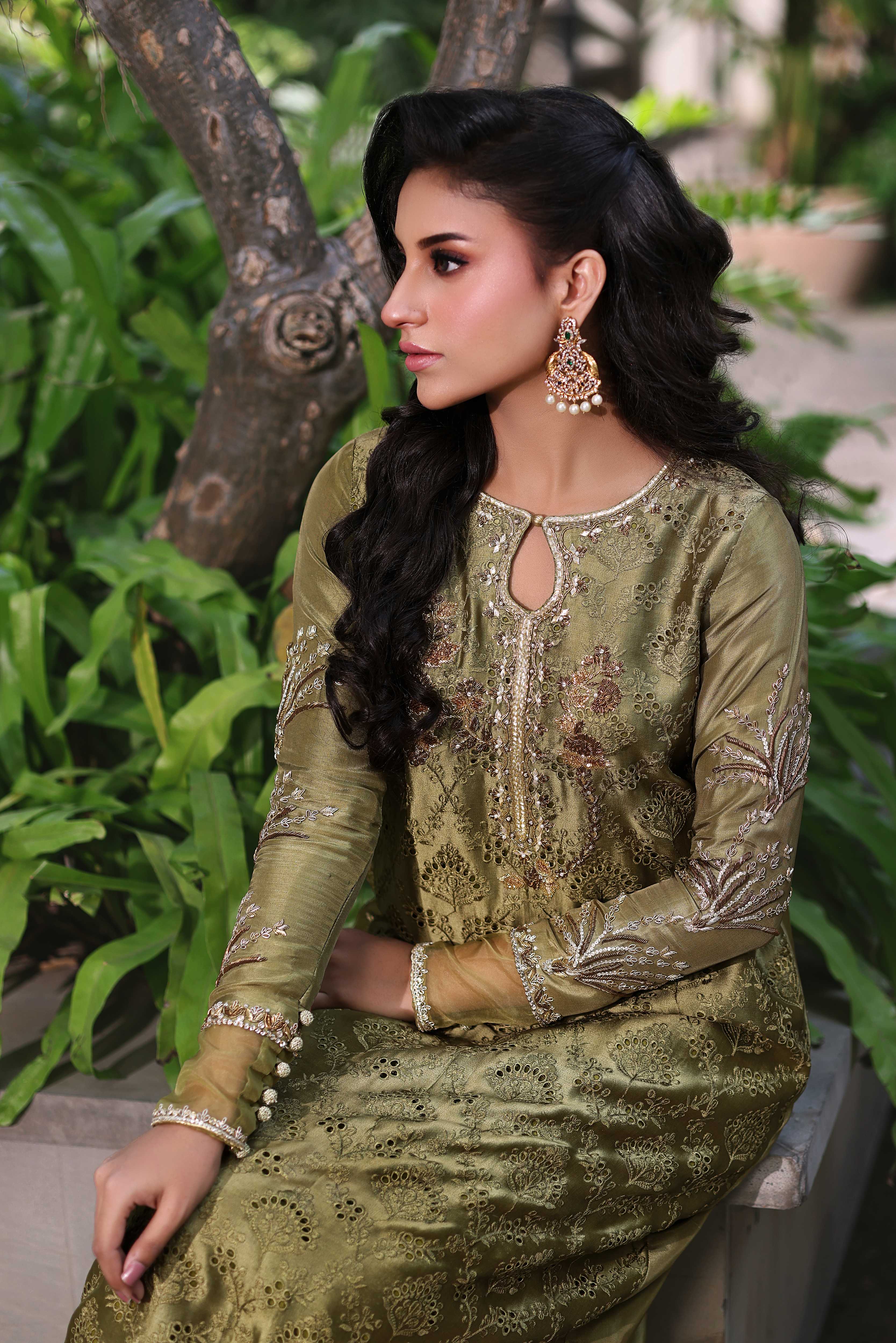 Muted Antique Olive Kaftan Set