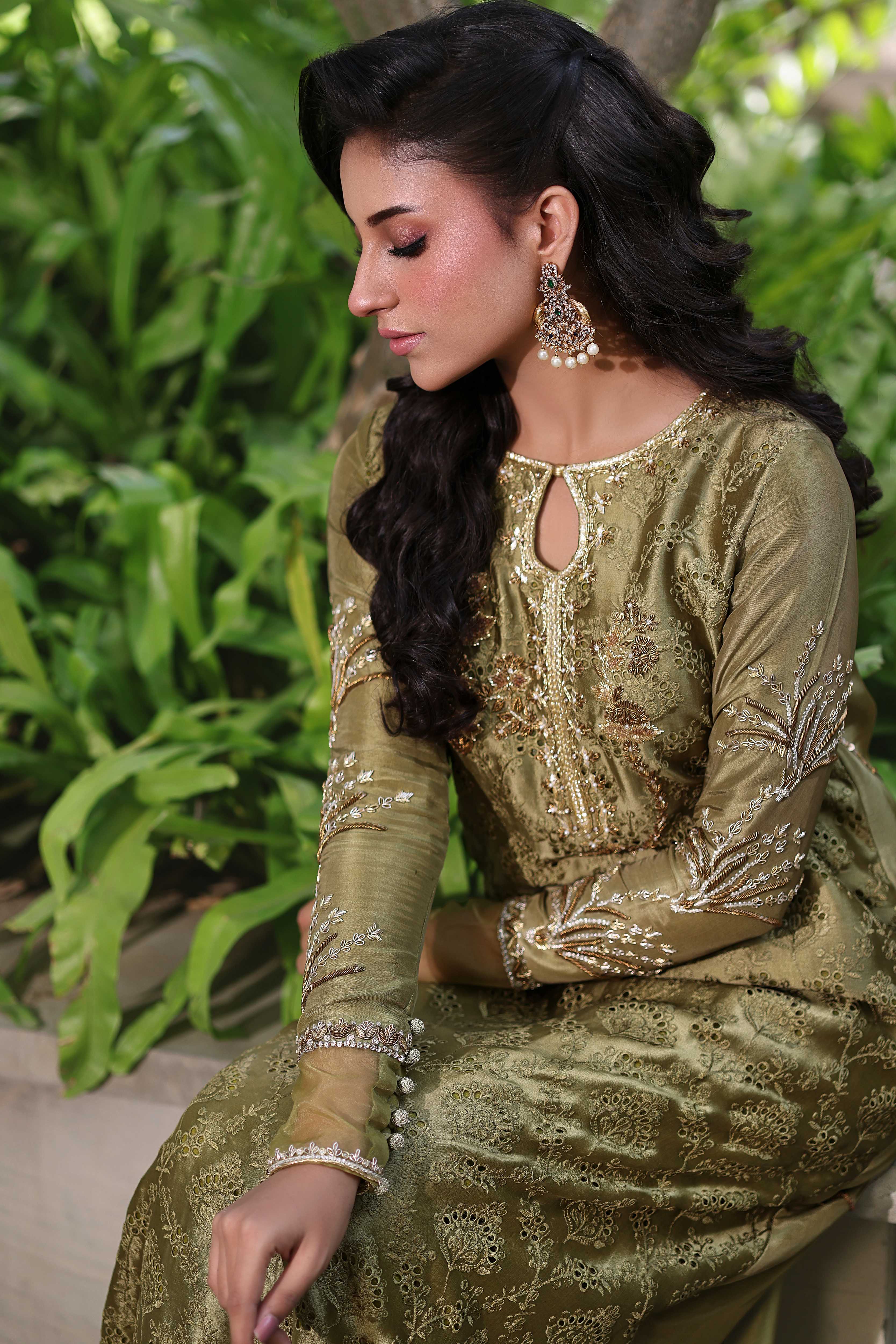 Muted Antique Olive Kaftan Set