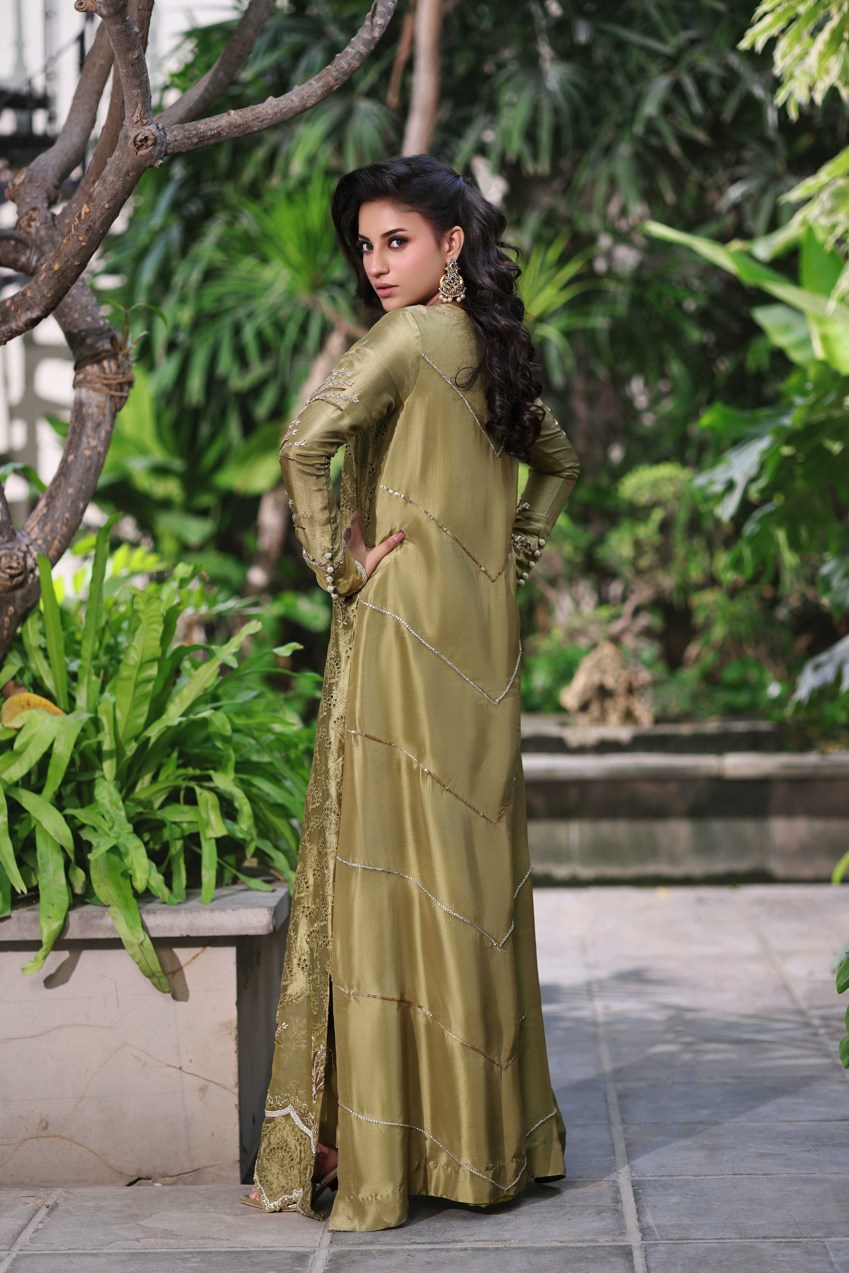 Muted Antique Olive Kaftan Set