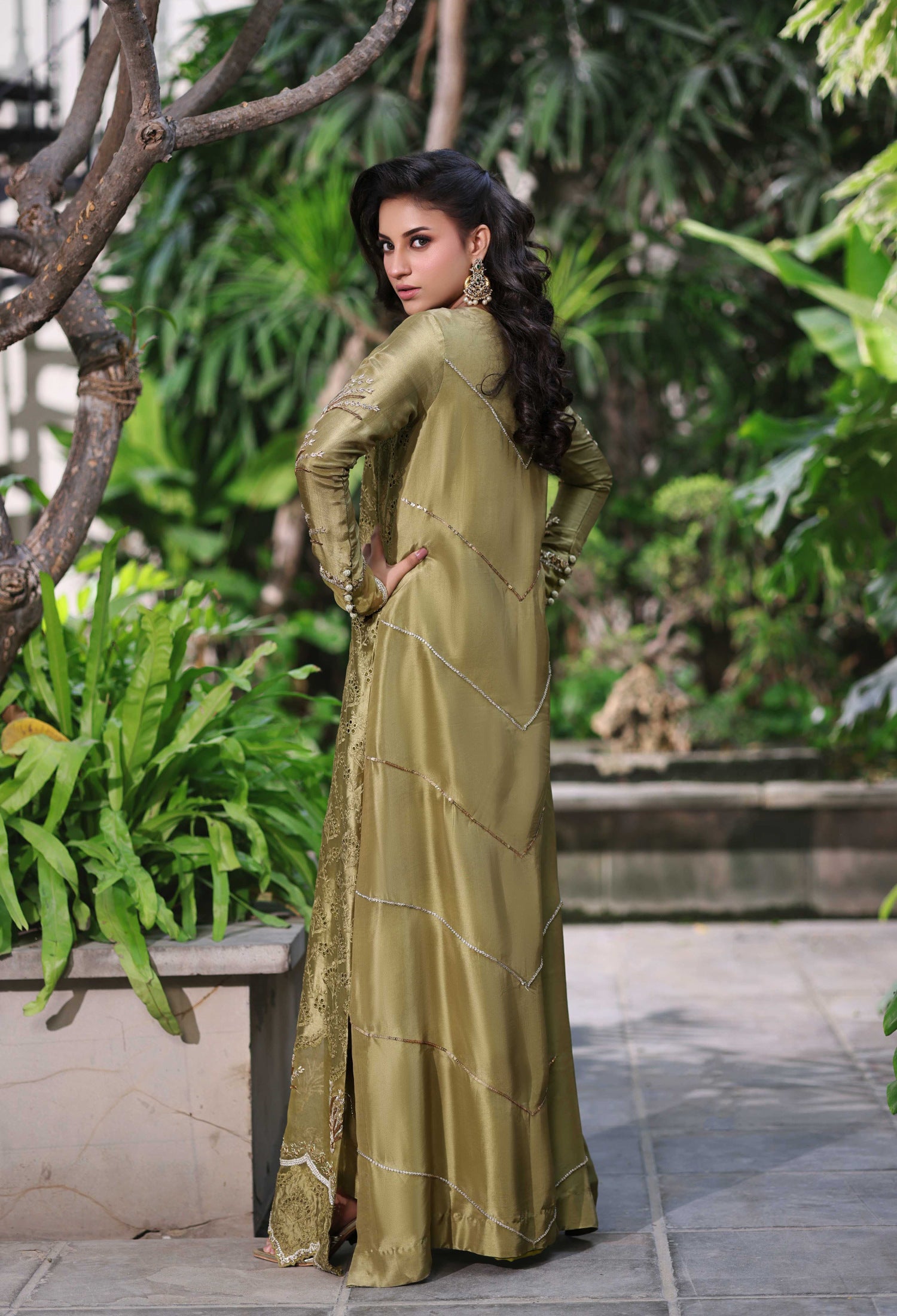 Muted Antique Olive Kaftan Set