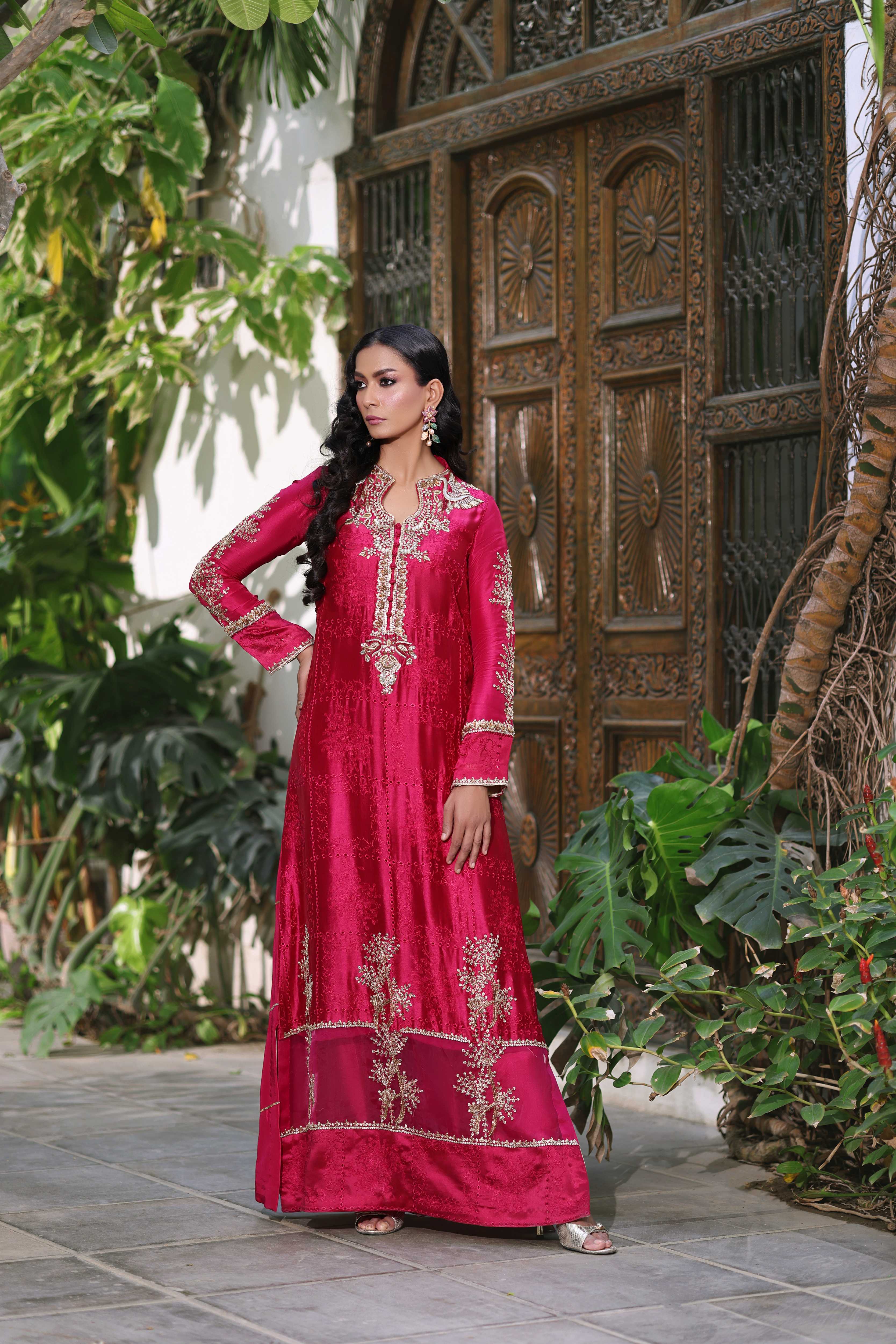 Magenta Nur Kaftan Set
