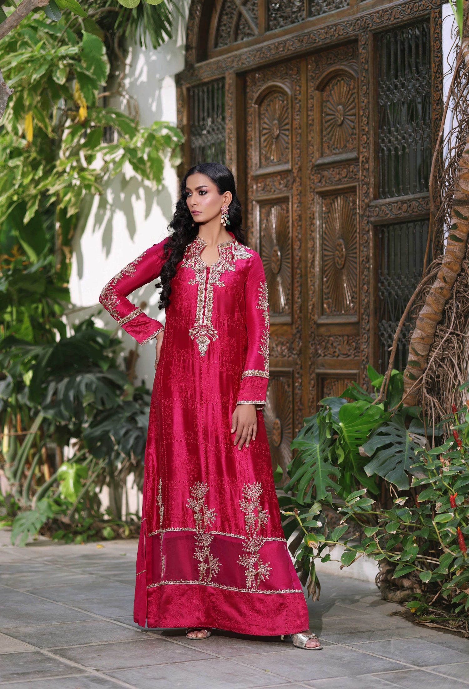 Magenta Nur Kaftan Set
