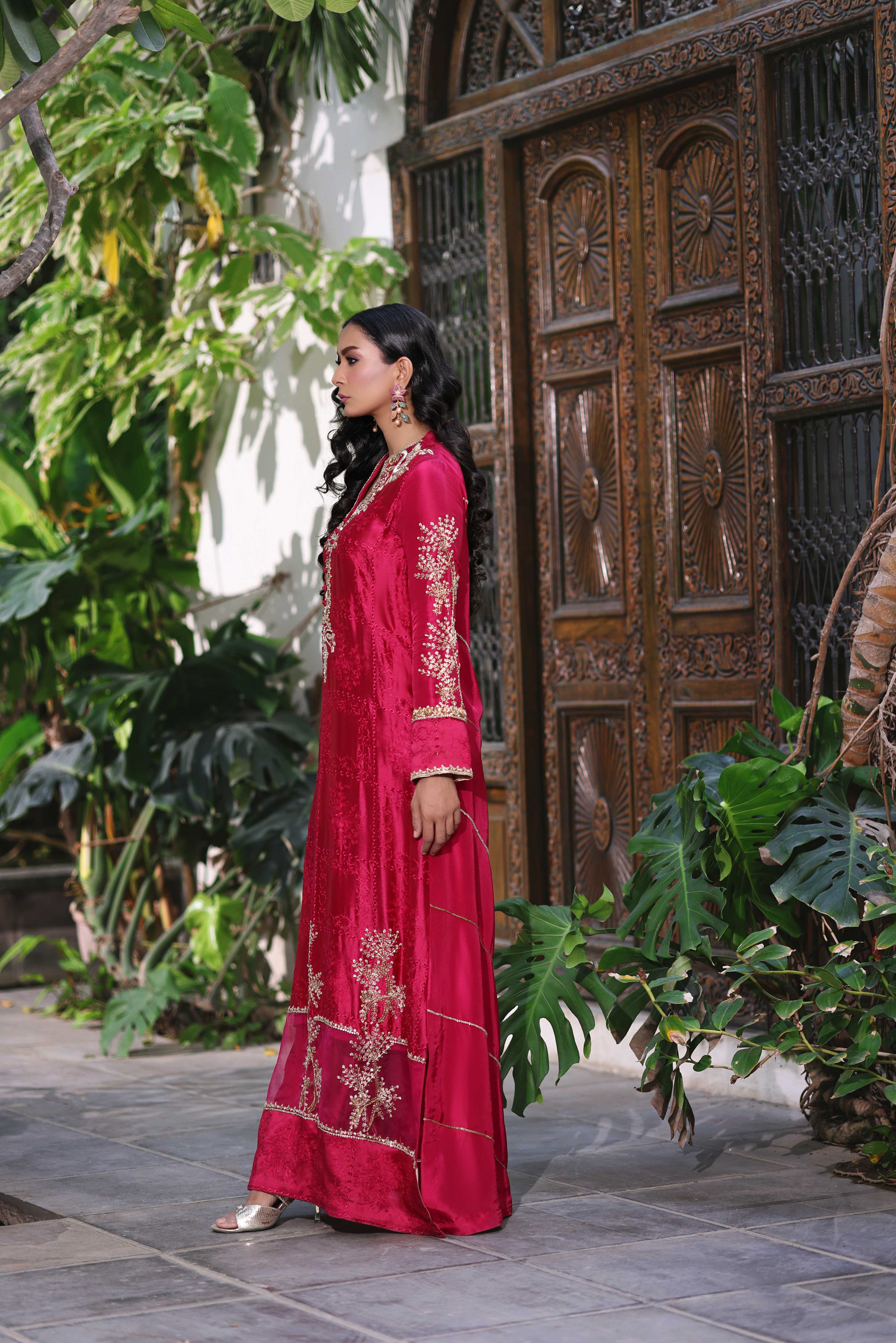 Magenta Nur Kaftan Set