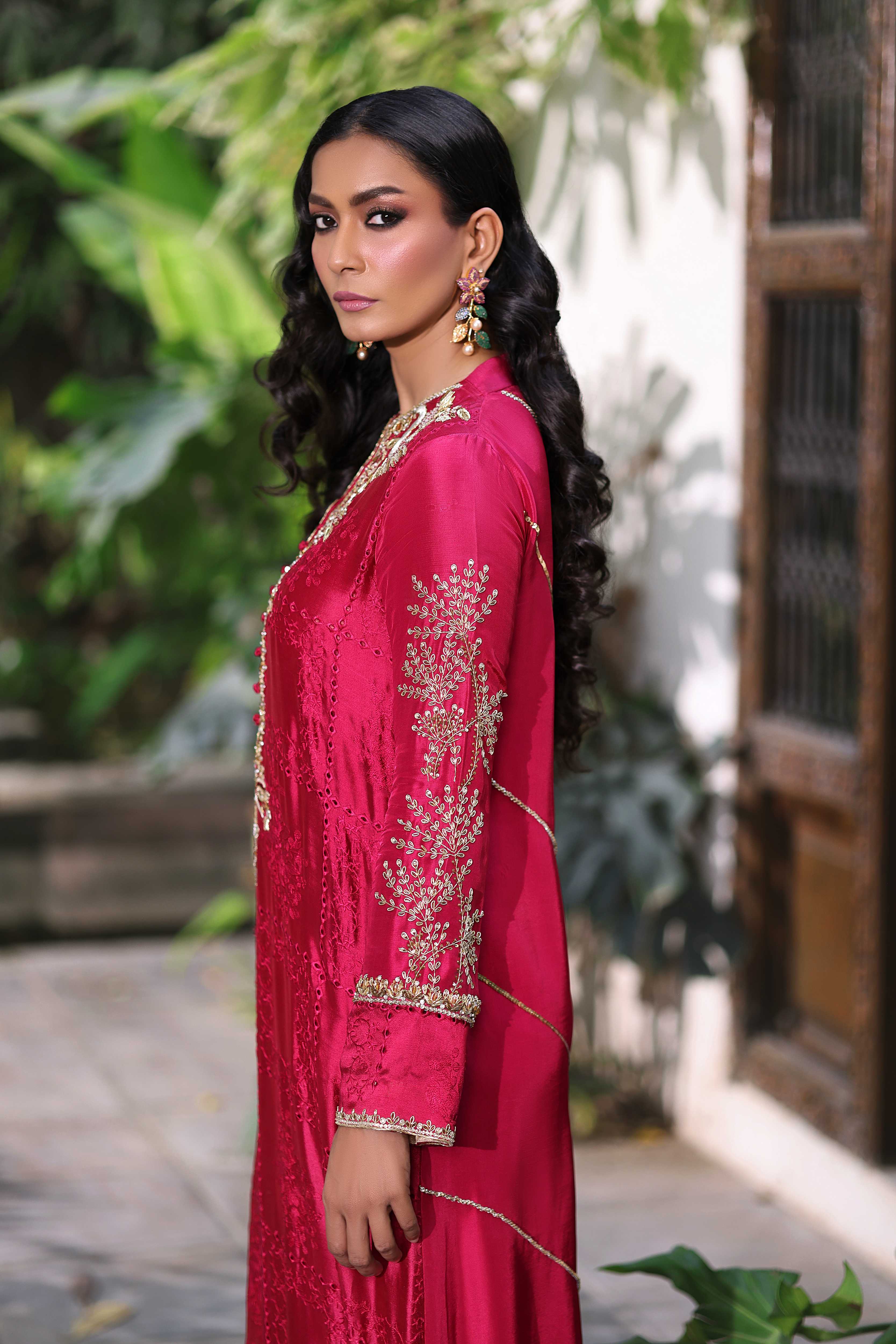 Magenta Nur Kaftan Set