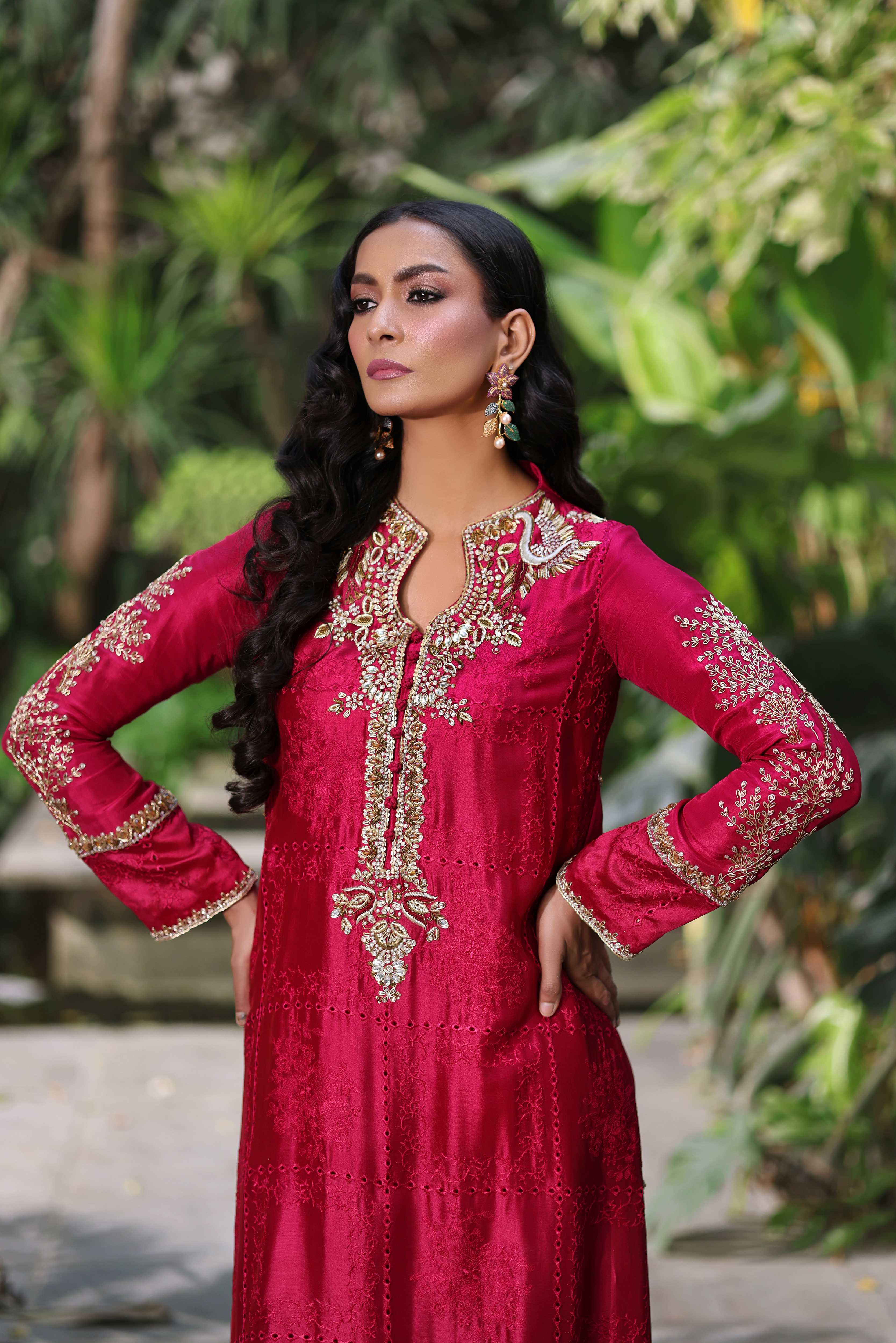 Magenta Nur Kaftan Set