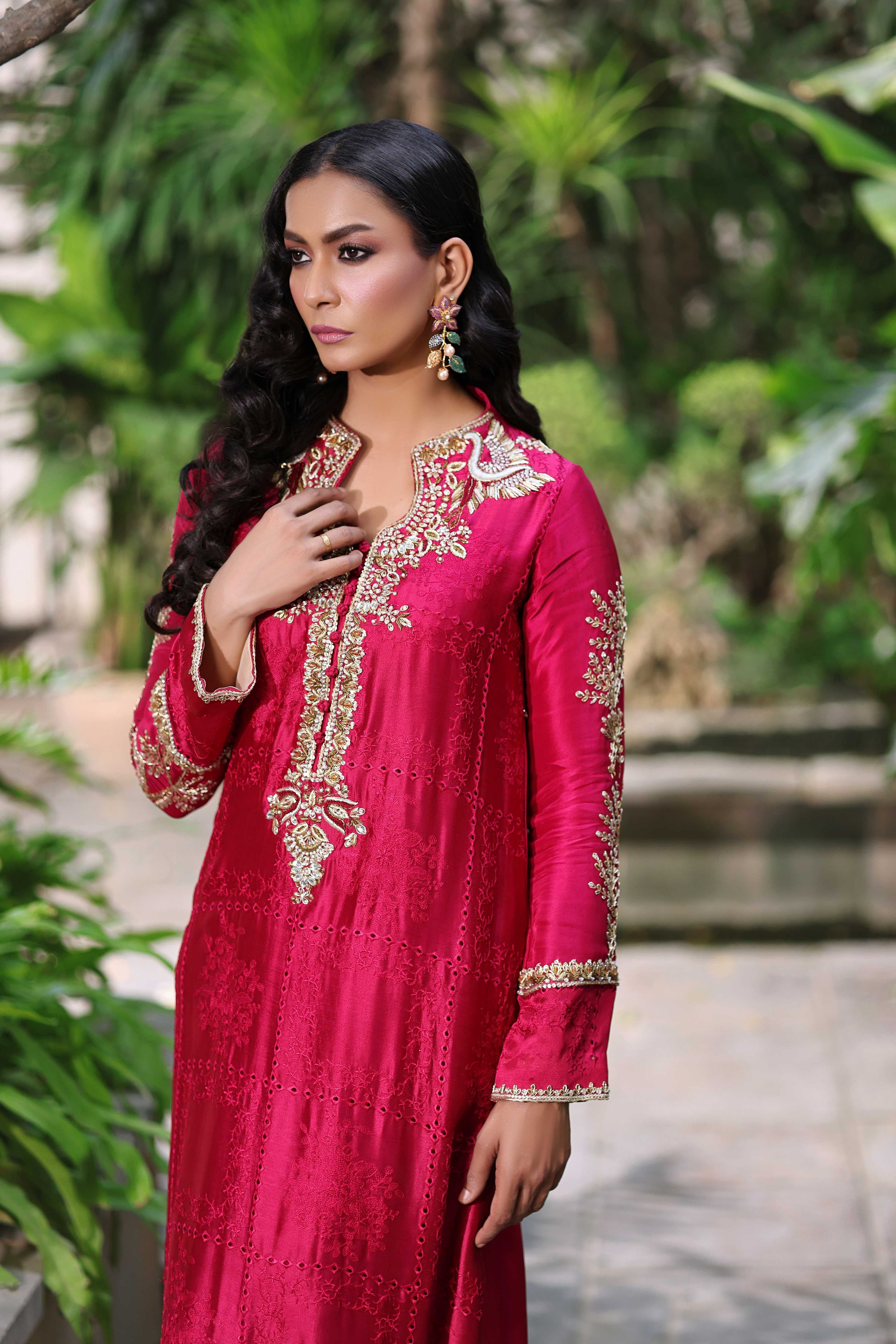 Magenta Nur Kaftan Set