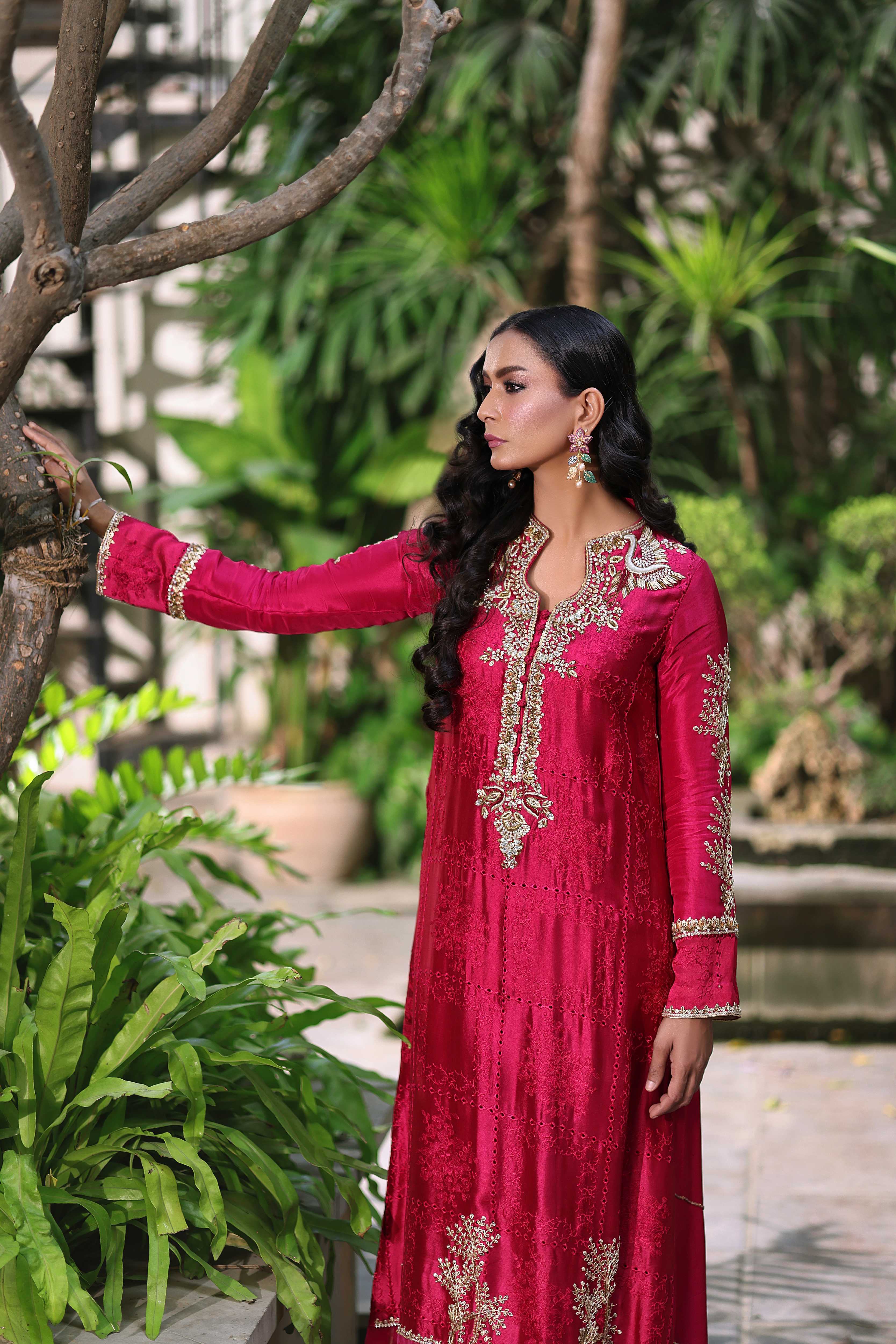 Magenta Nur Kaftan Set