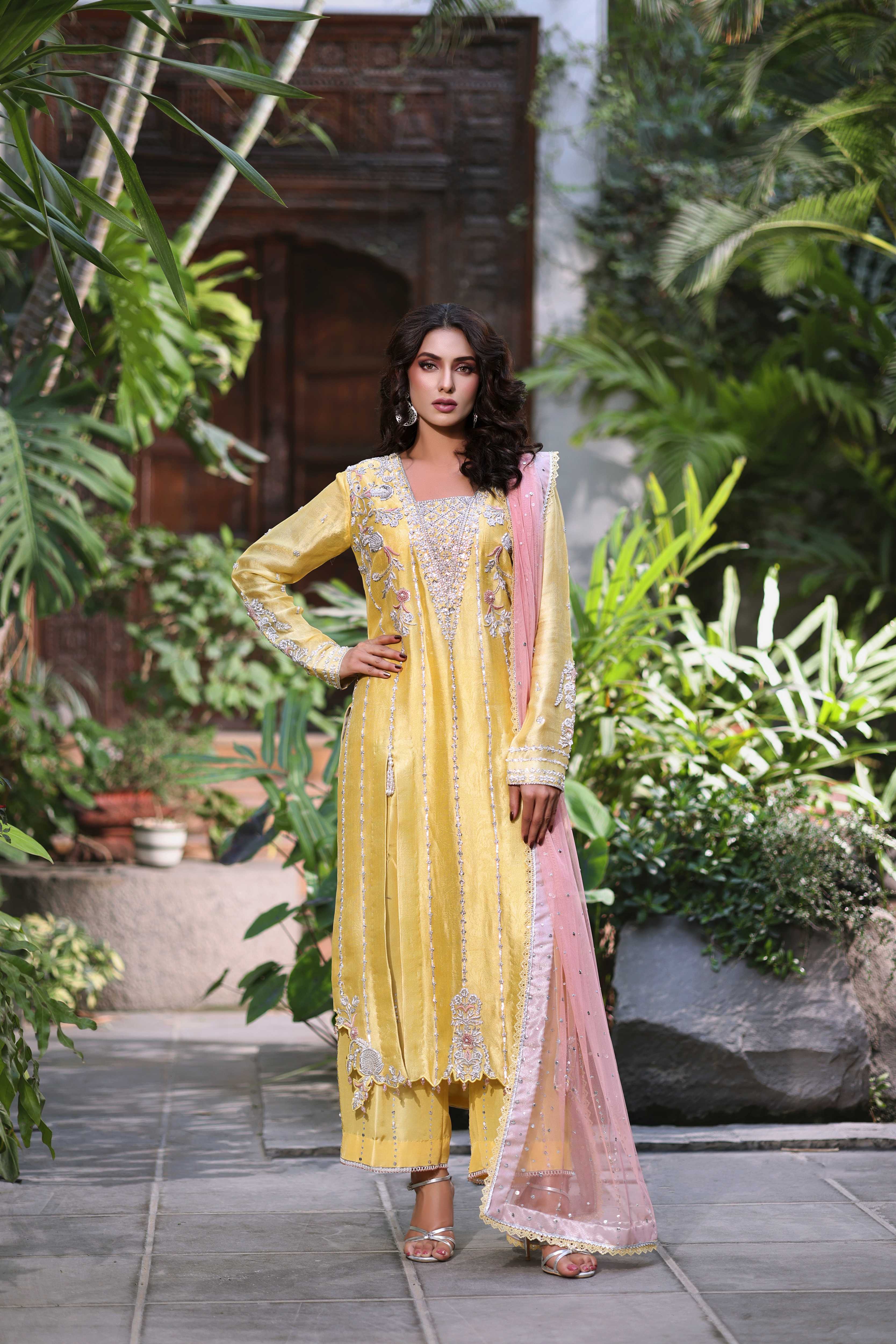 Luminous Yellow with Blush Pink Ensemble