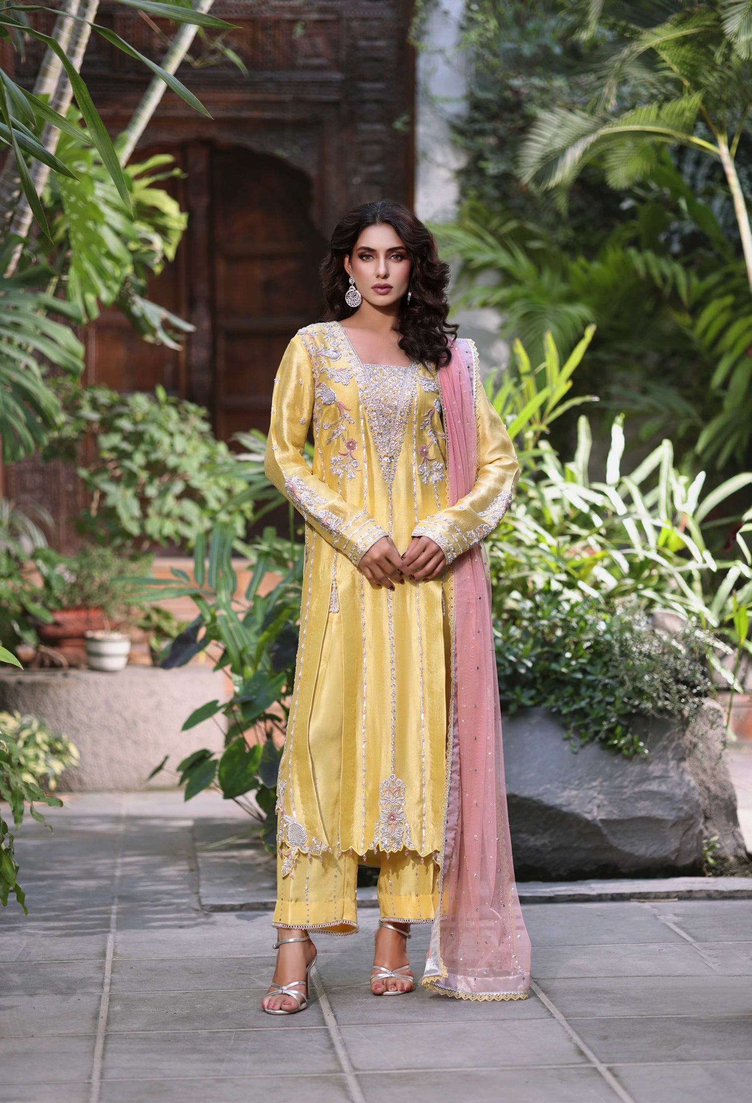 Luminous Yellow with Blush Pink Ensemble