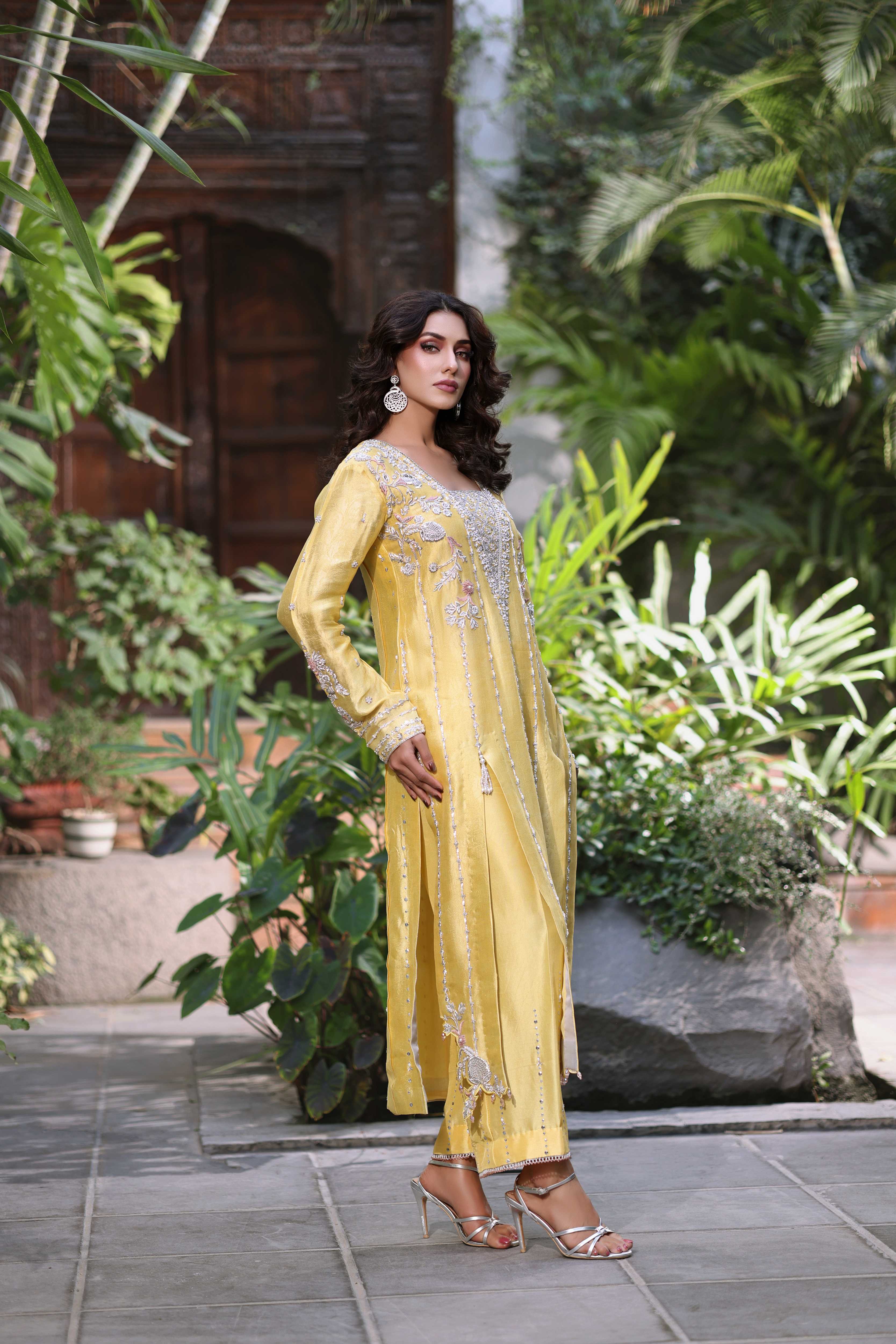 Luminous Yellow with Blush Pink Ensemble