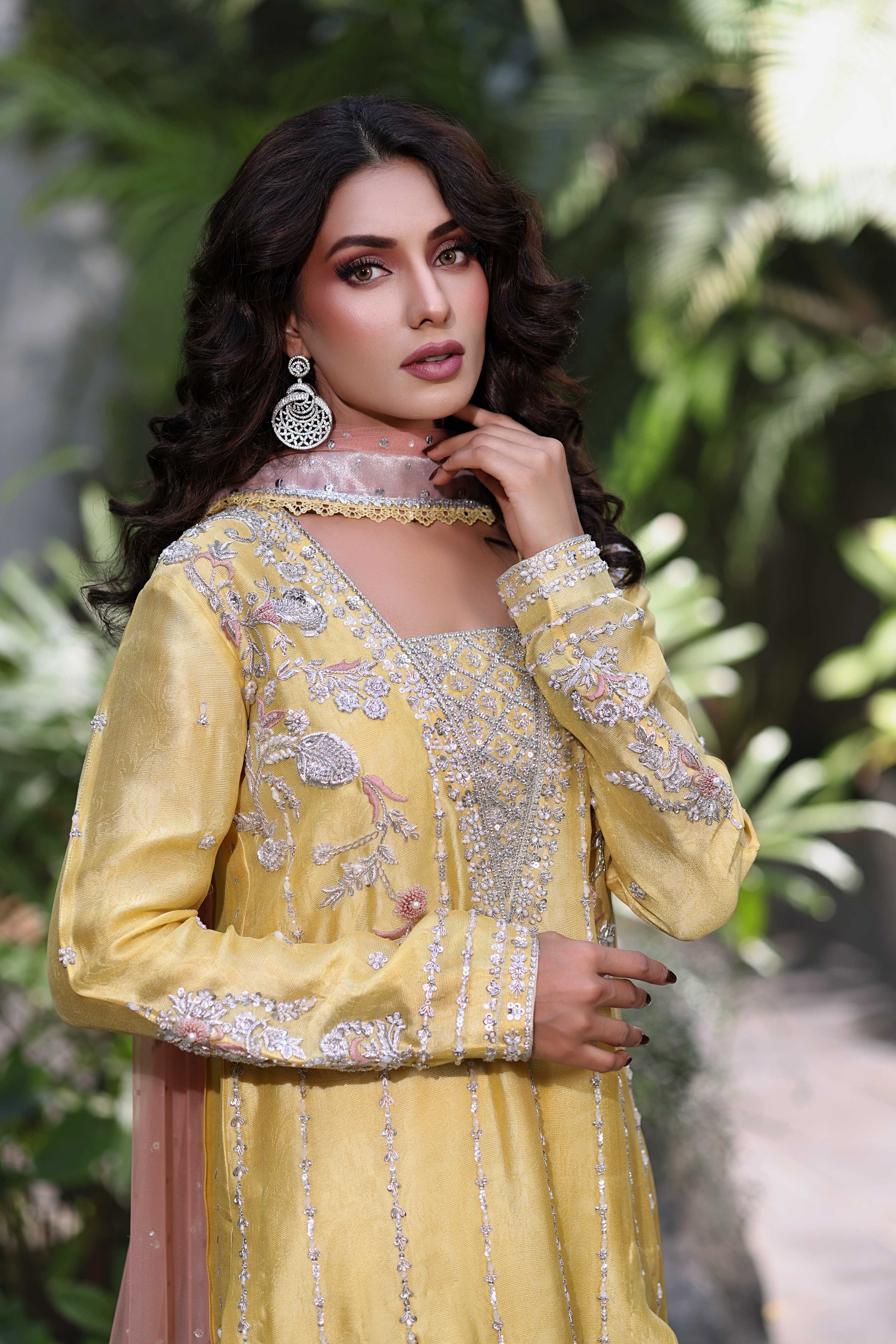 Luminous Yellow with Blush Pink Ensemble