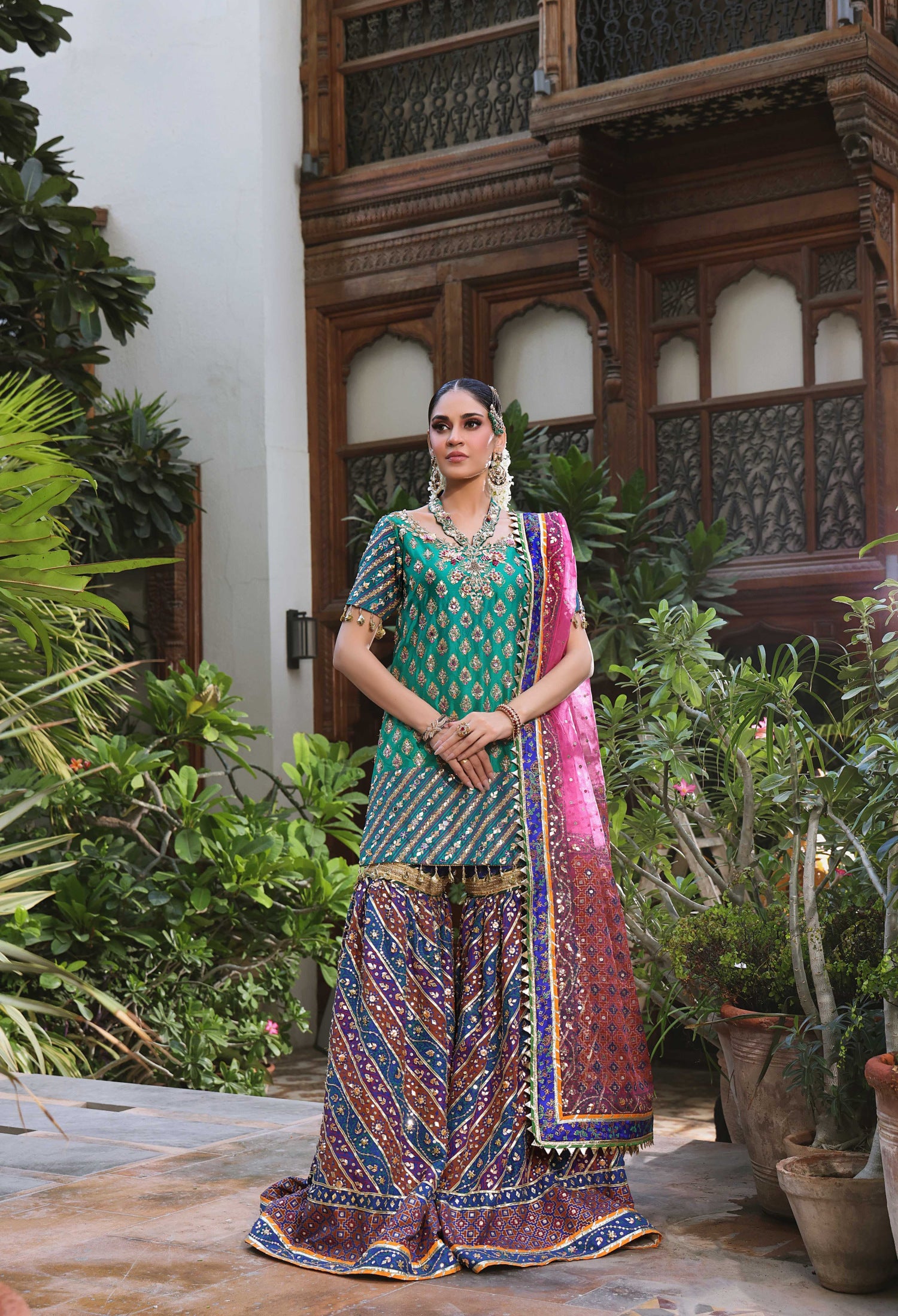 Green Blue Gharara Nur Block Set