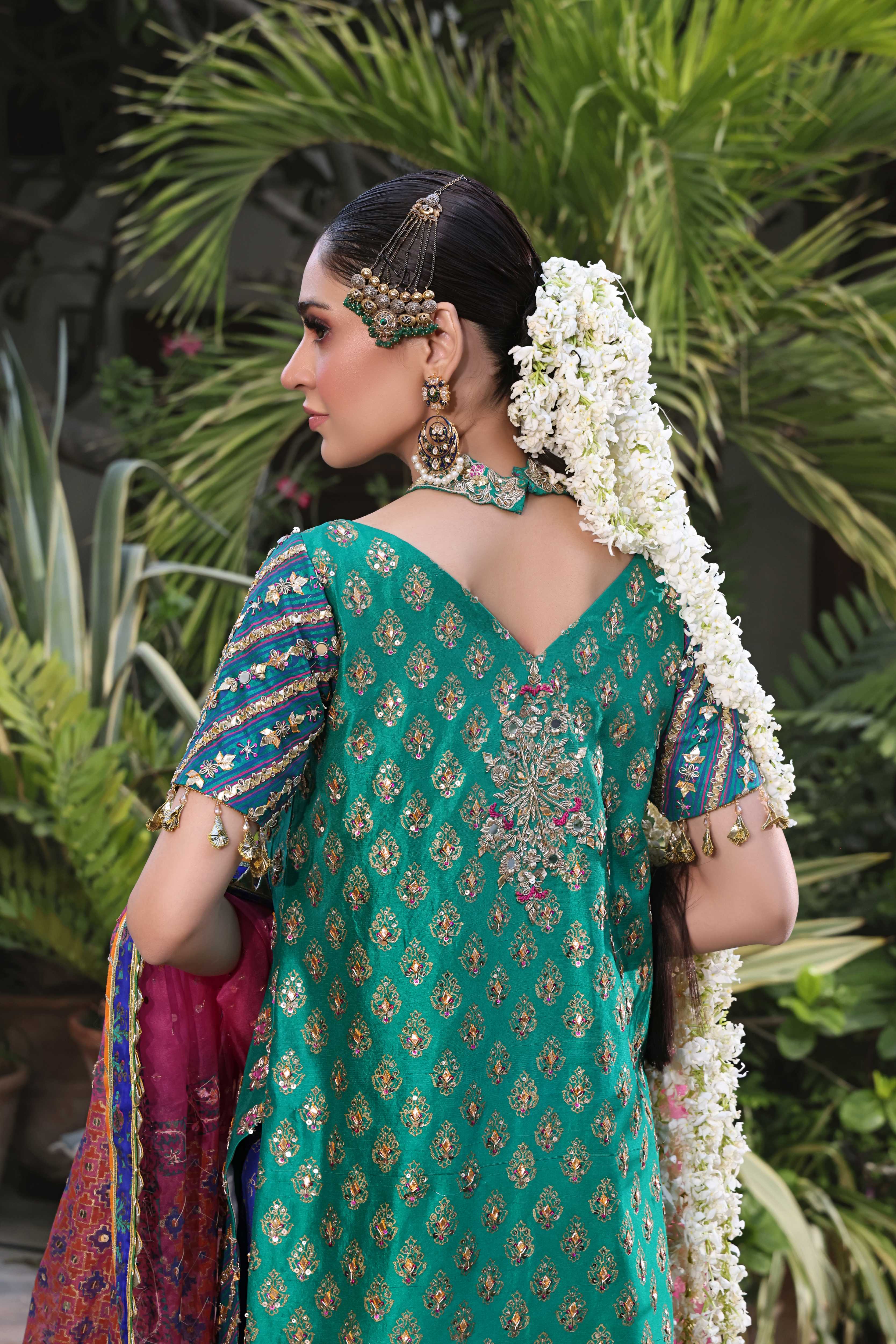 Green Blue Gharara Nur Block Set