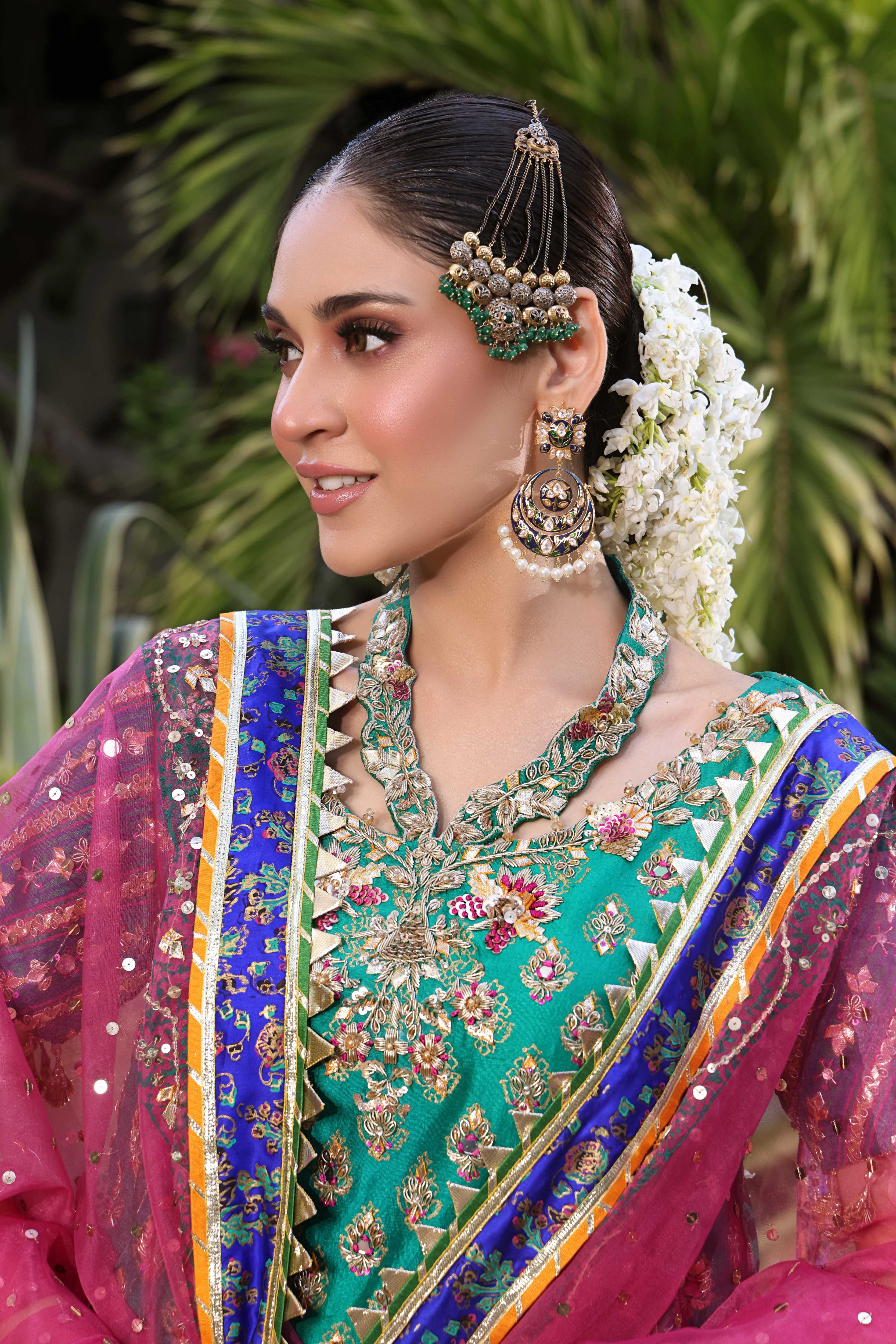 Green Blue Gharara Nur Block Set