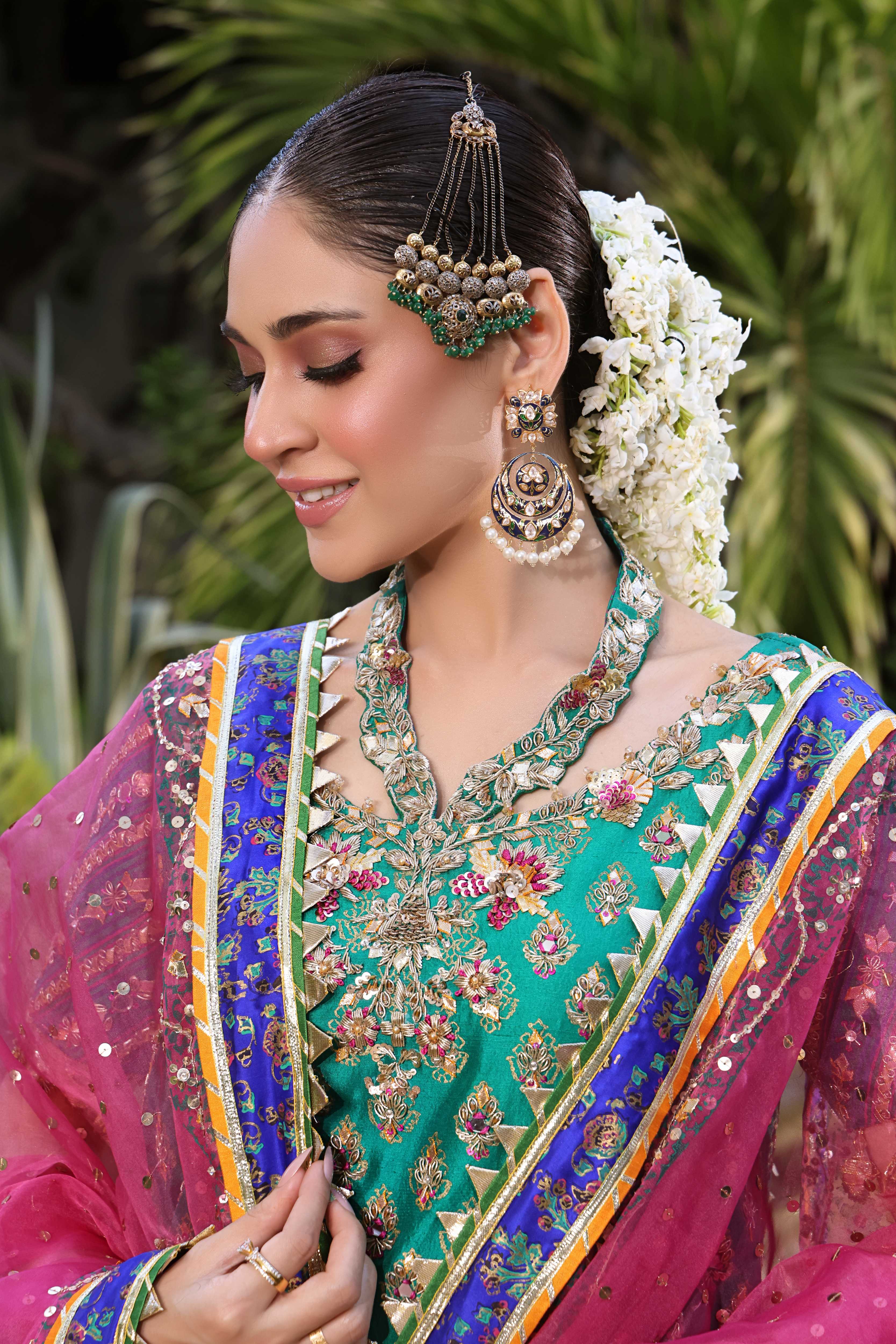 Green Blue Gharara Nur Block Set