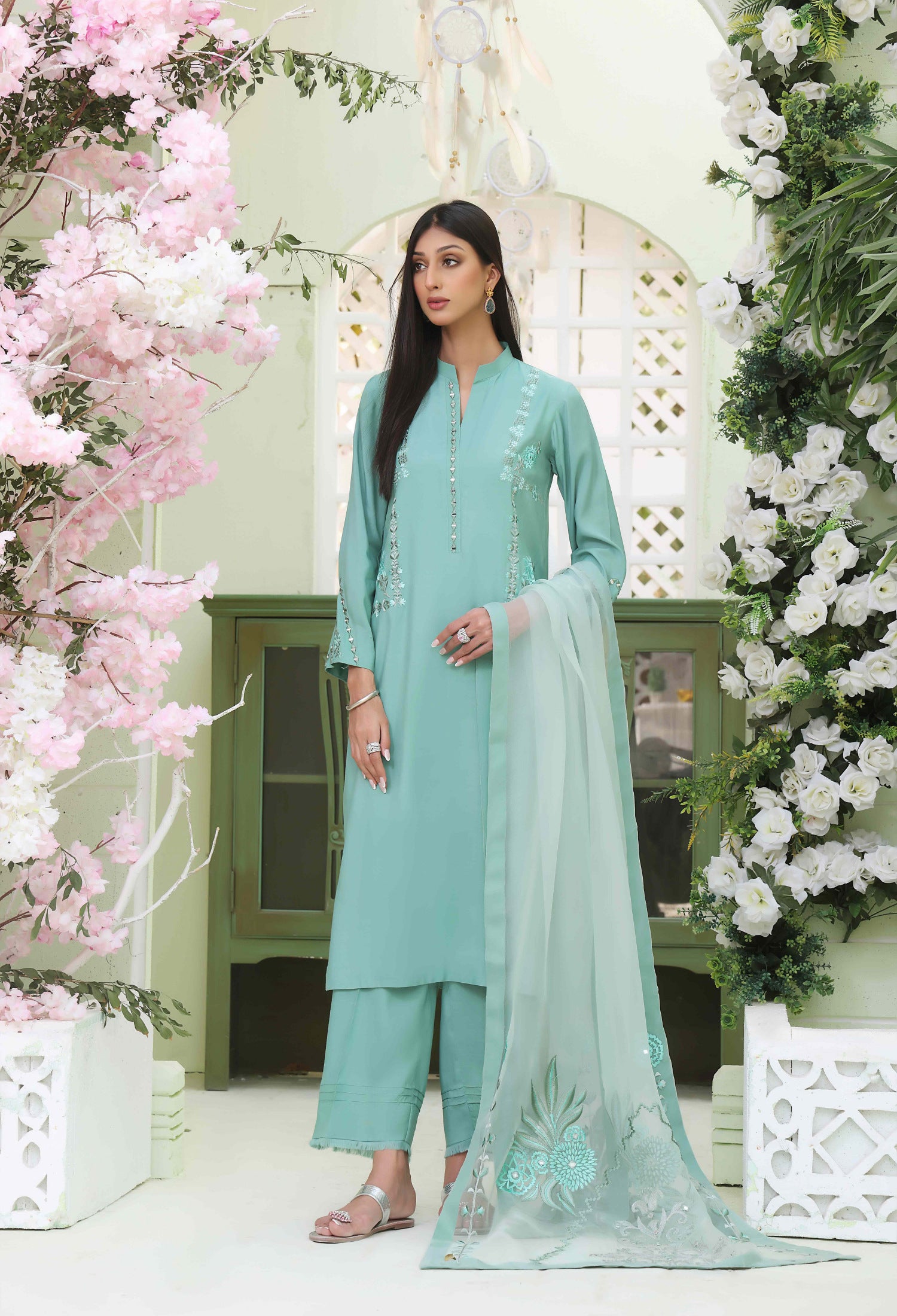 Sea Green Rawsilk Outfit