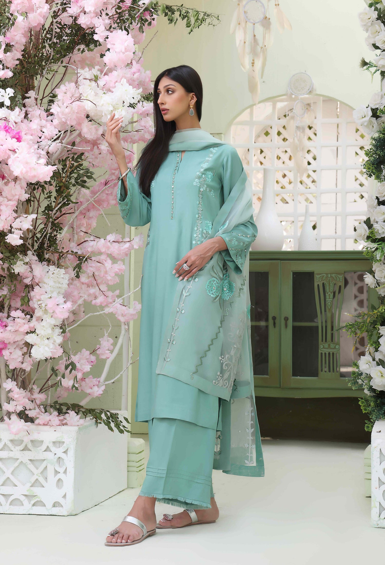 Sea Green Rawsilk Outfit