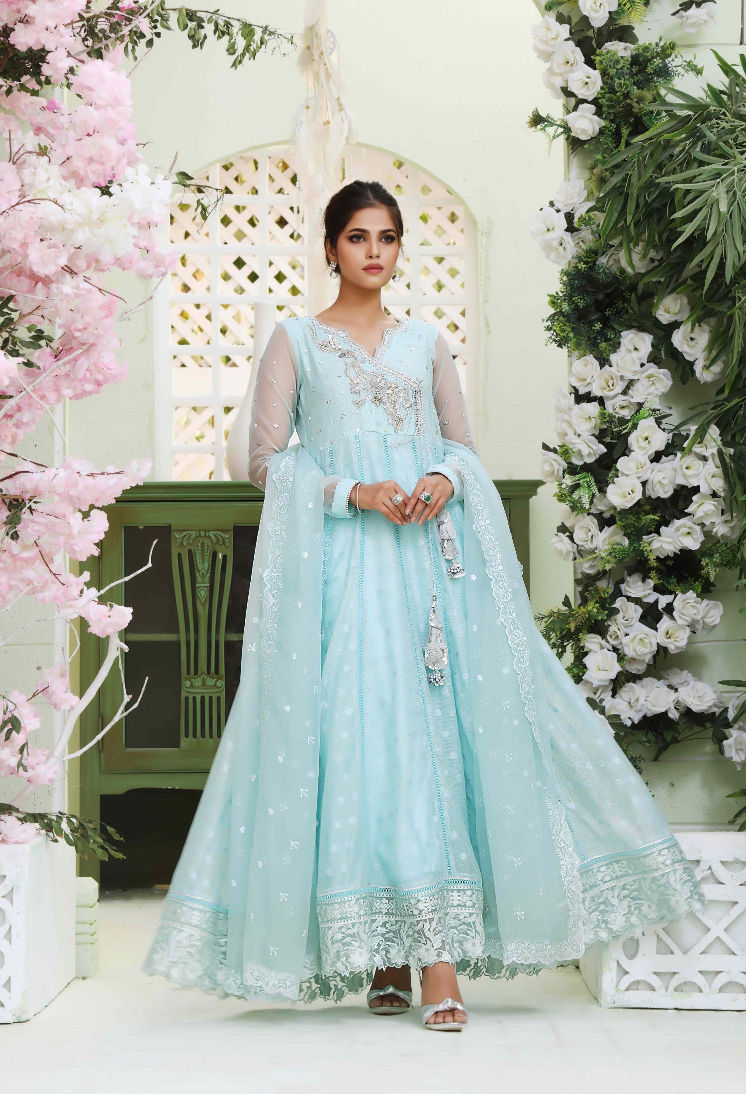 Ferozi Cotton Net Anarkali Outfit