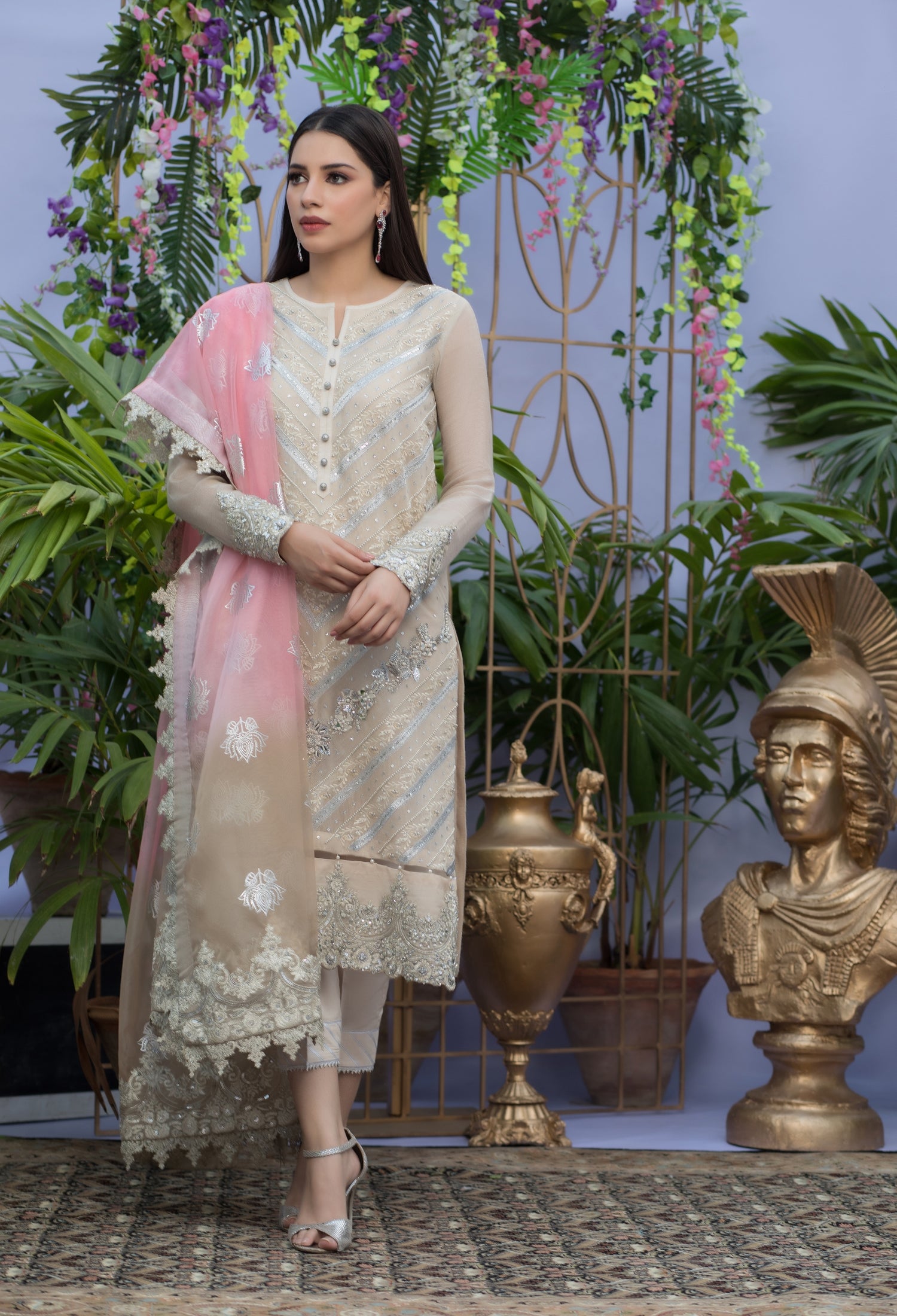 Ivory and Candy Pink Straight Shirt