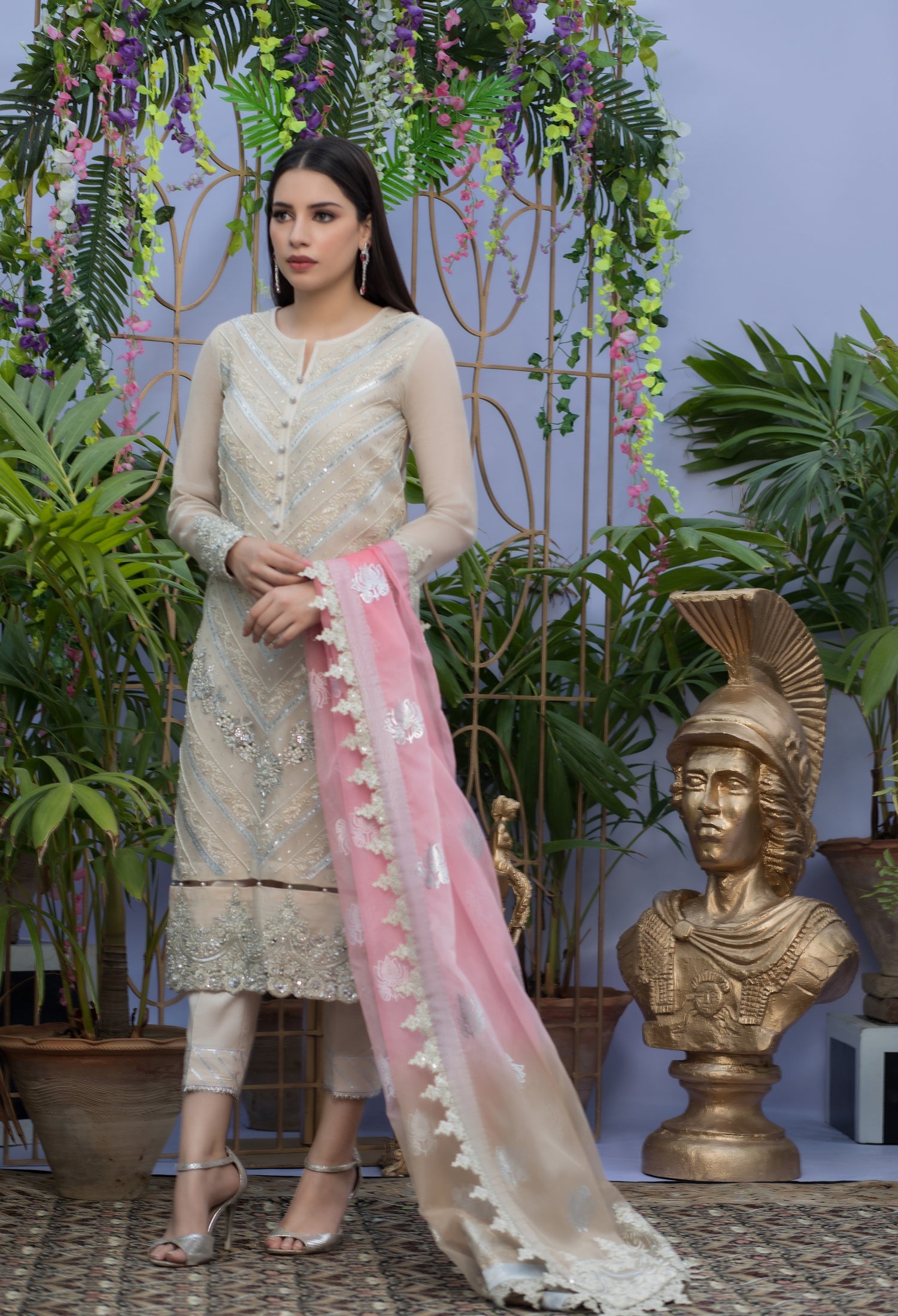 Ivory and Candy Pink Straight Shirt