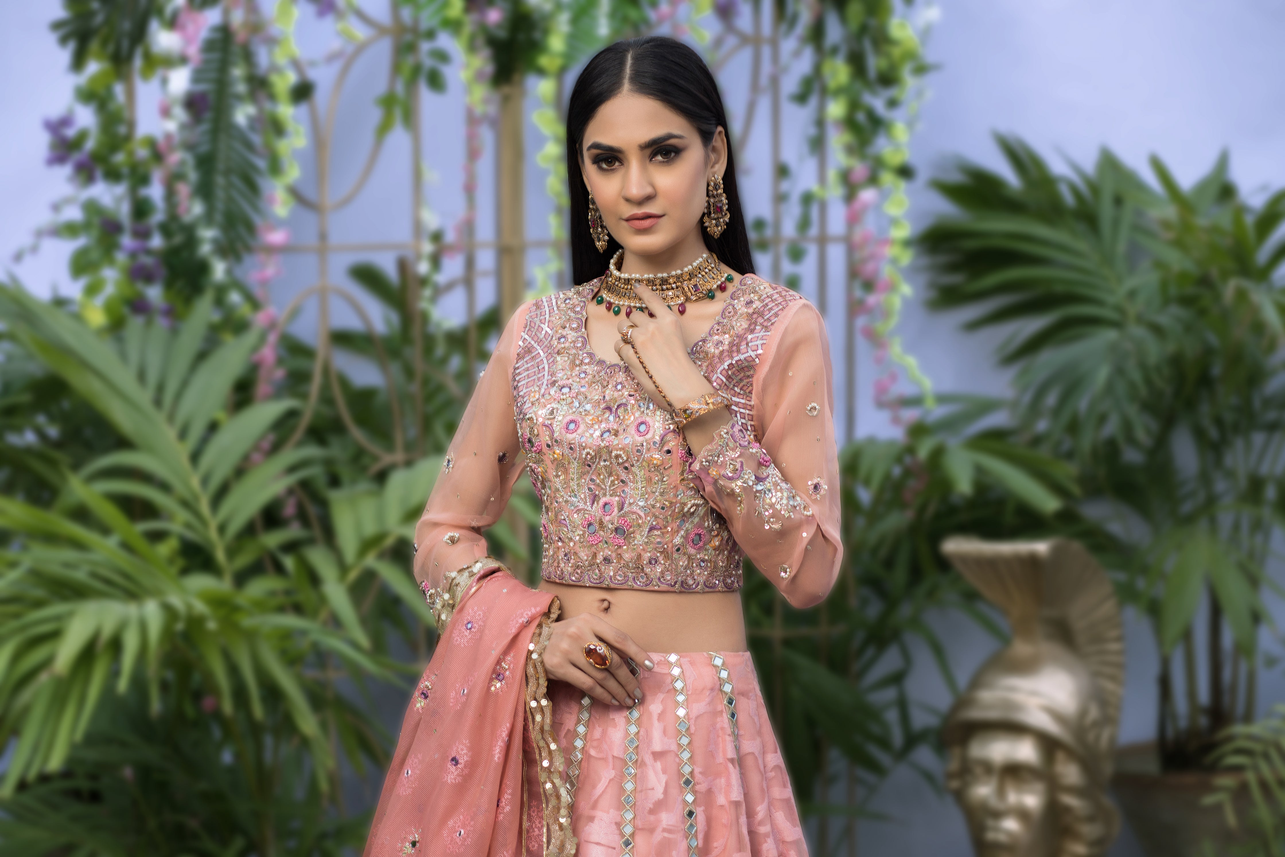 Pale Pink Lenga and Choli