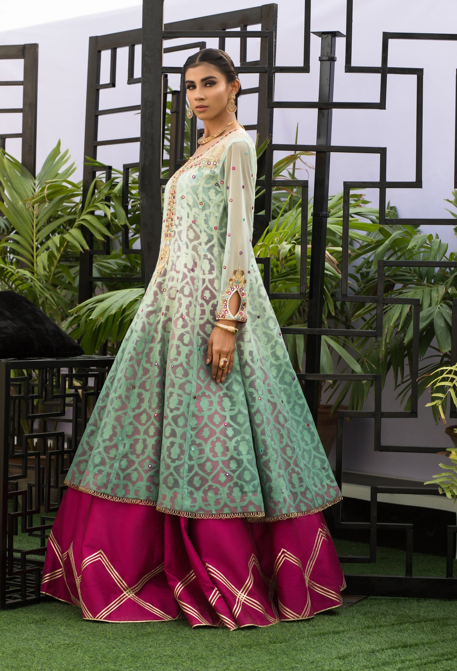 Shaded Mint Anarkali