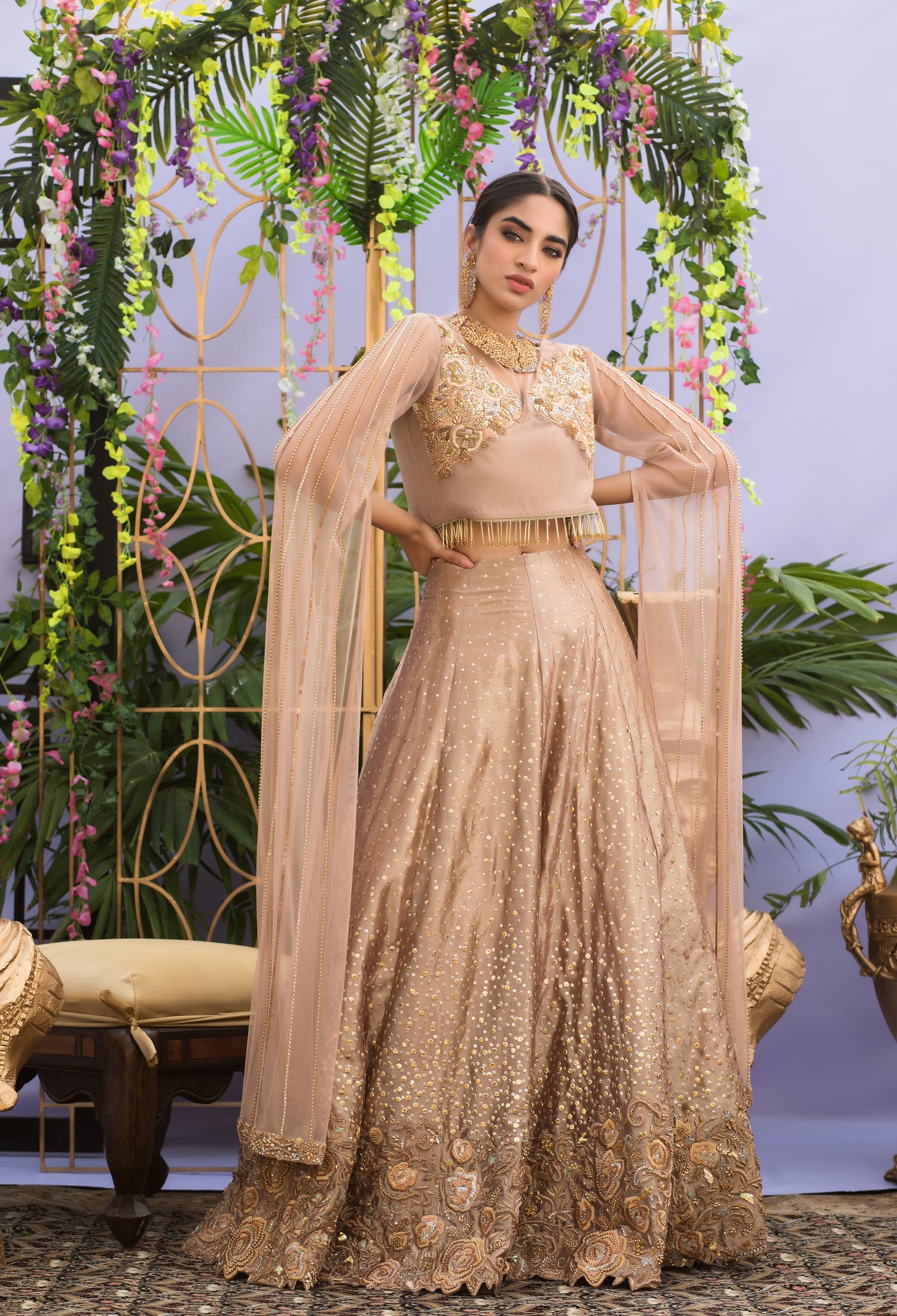 Rose Gold Lenga and Choli