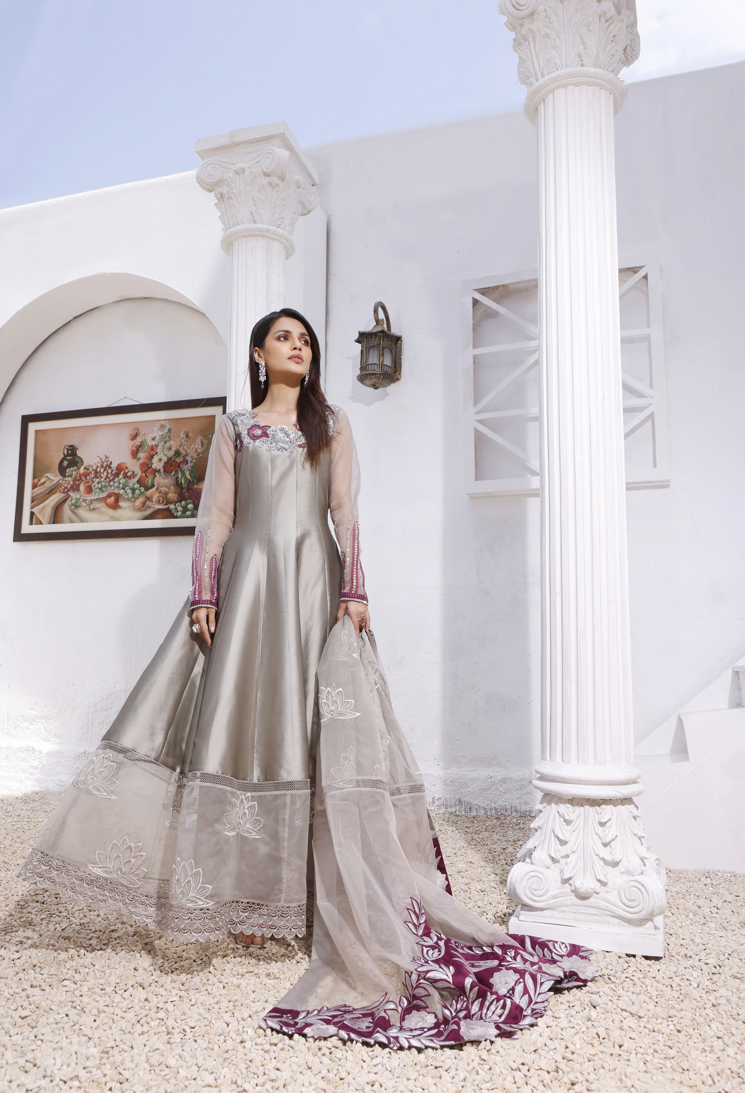 Purple Magenta Silk Gown