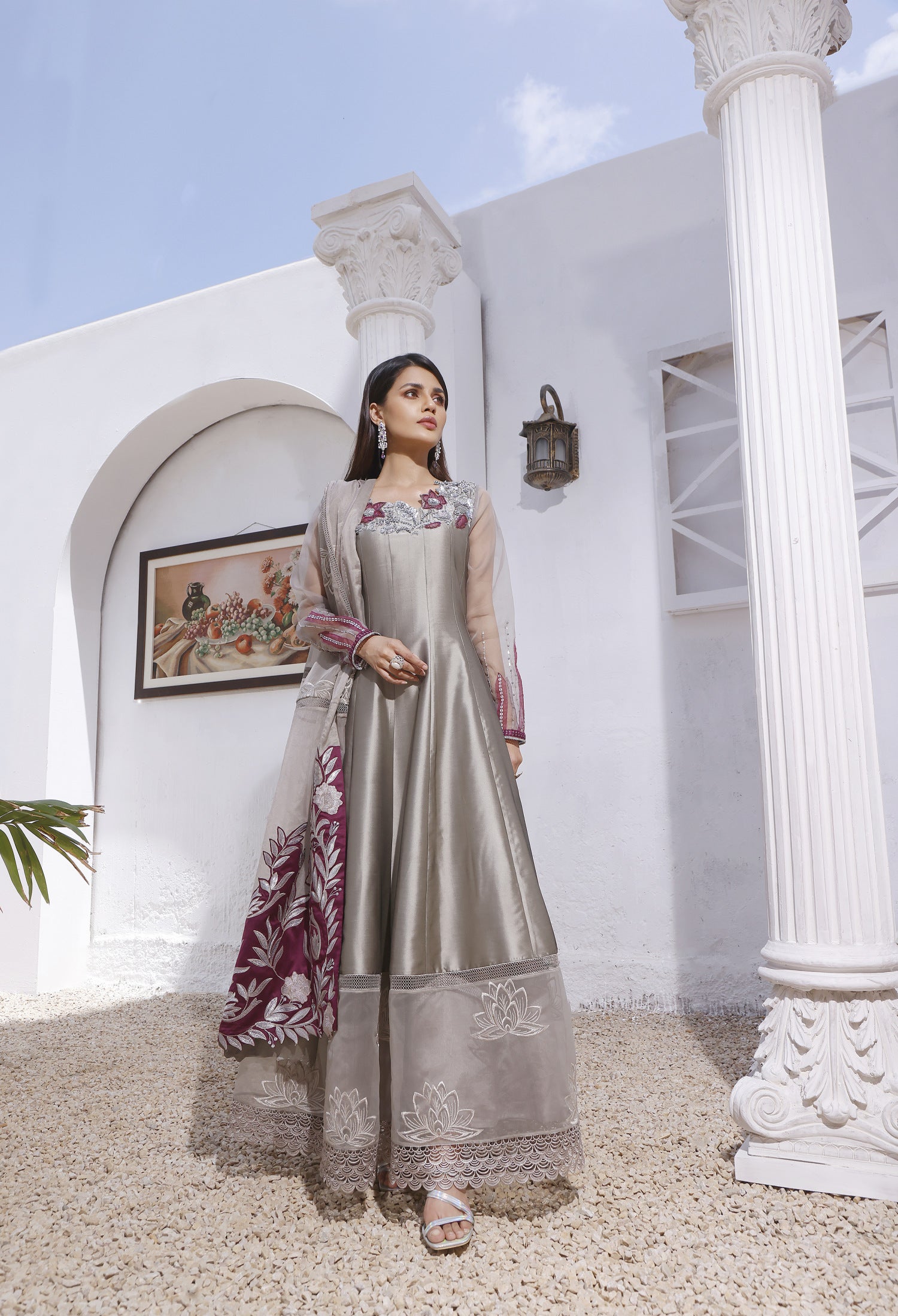 Purple Magenta Silk Gown