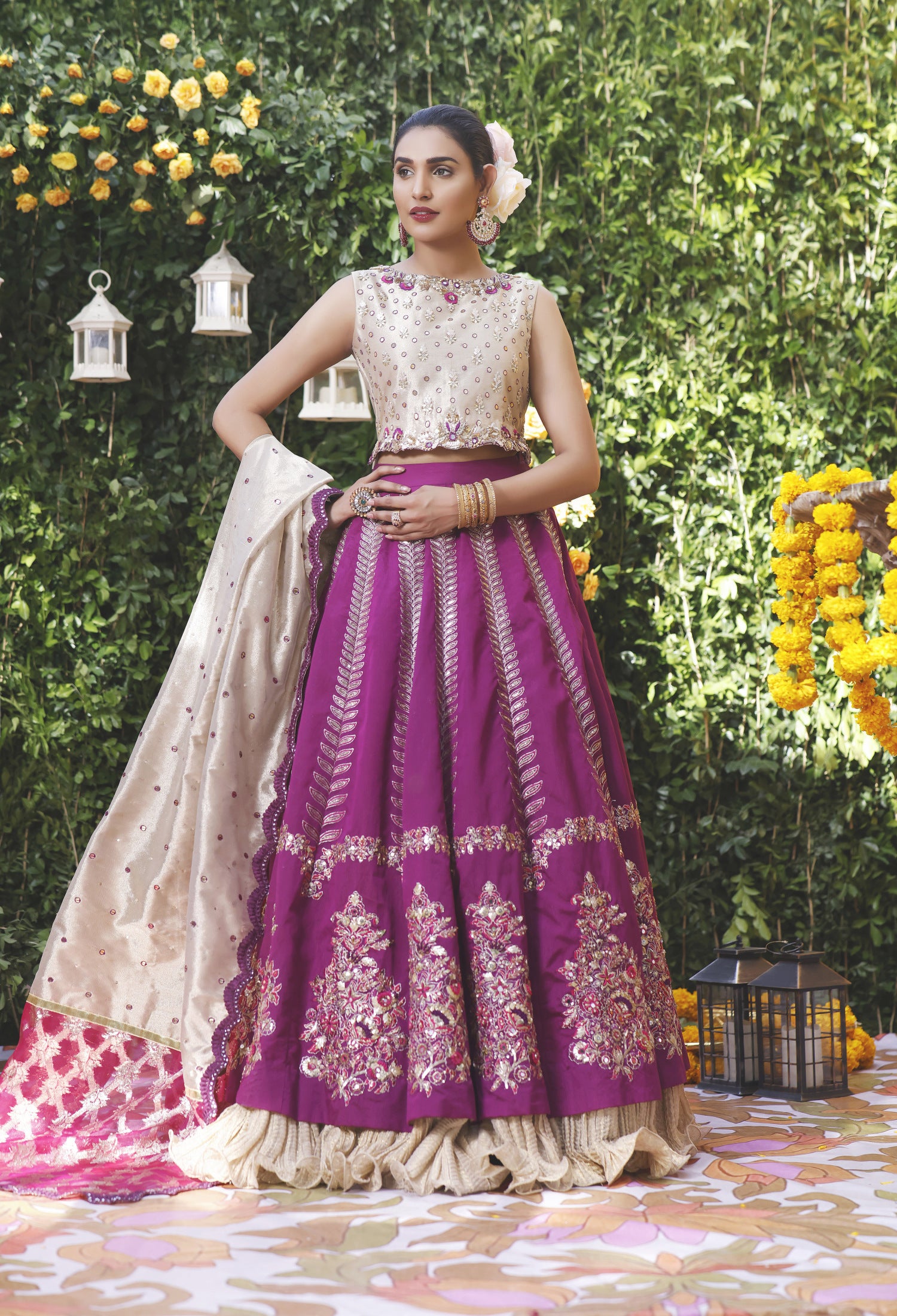 Purple Gold Lehnga