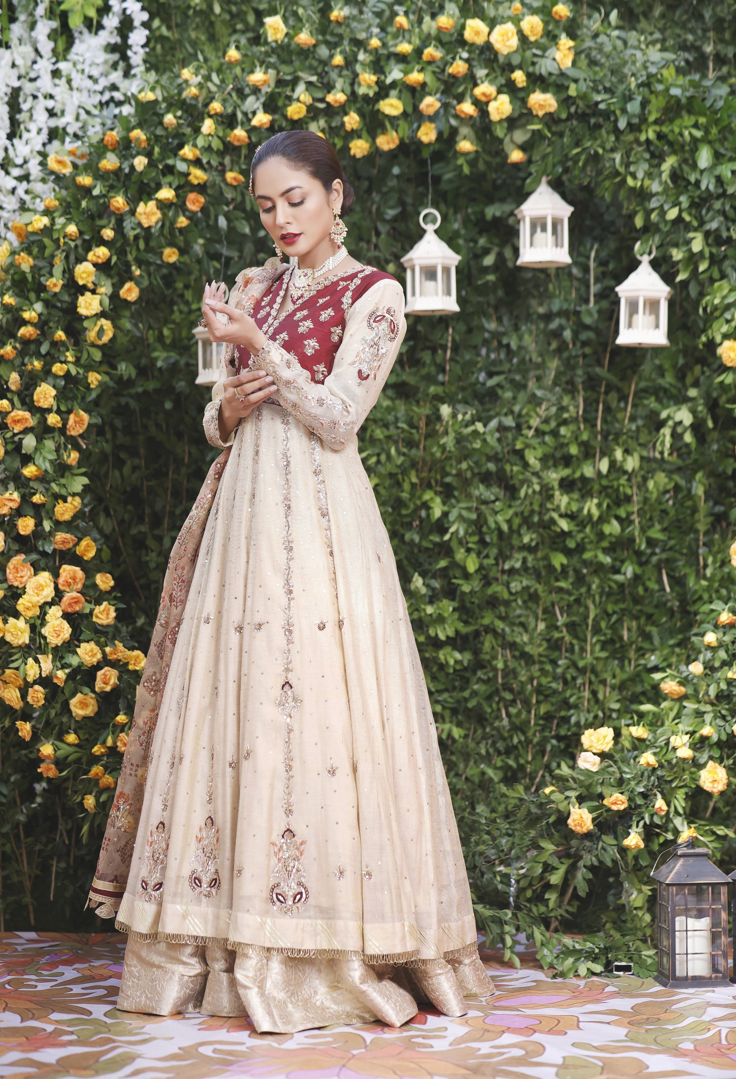 Maroon Ivory Anarkali