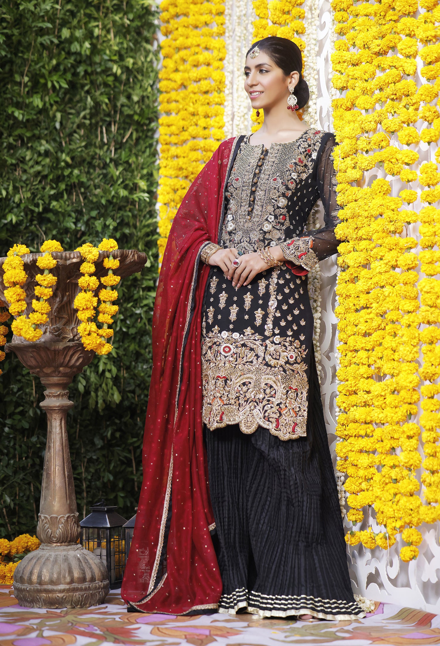 Black & Maroon Couture Outfit