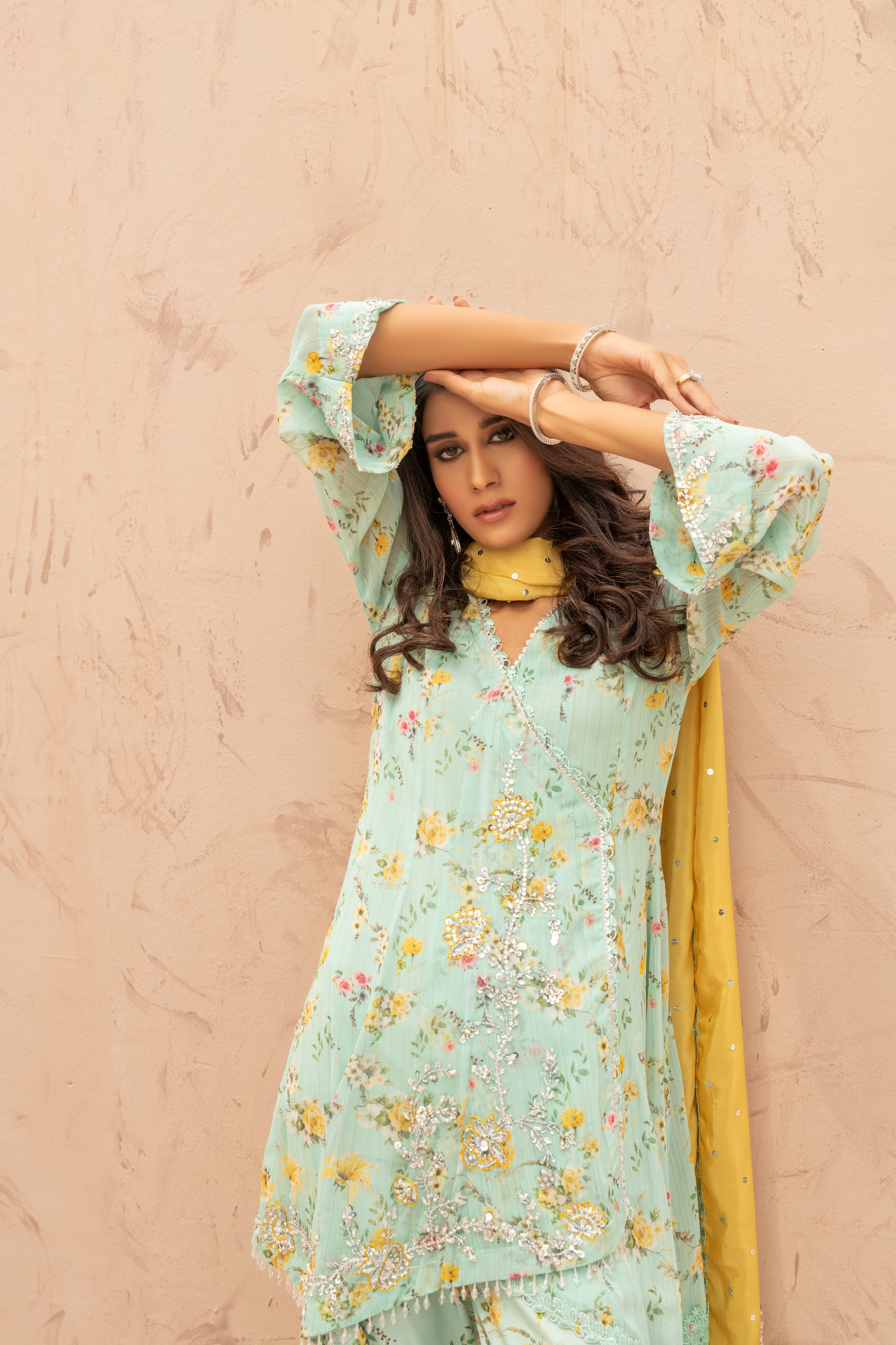 Ferozi Yellow TPS Peplum