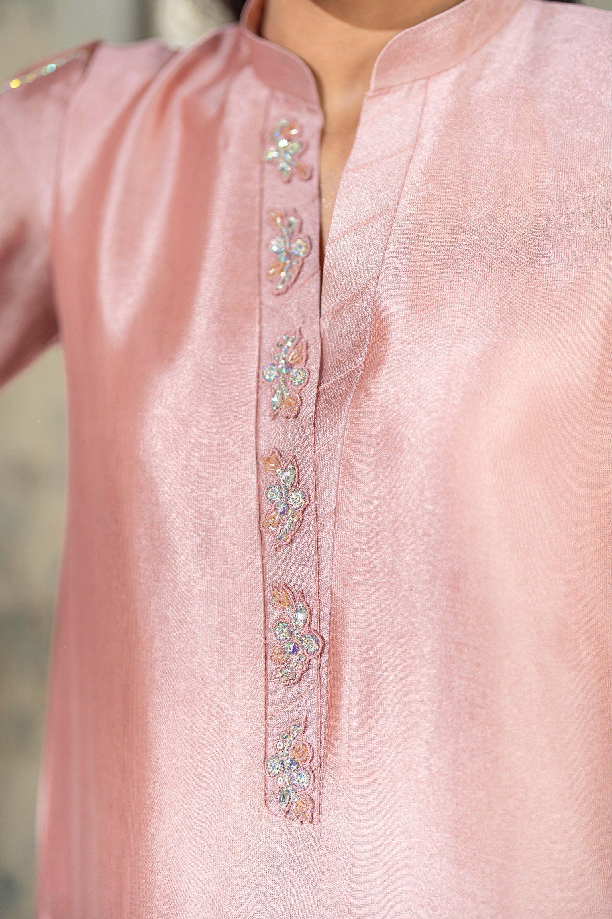 Pink Ferozi Kaftan Suit