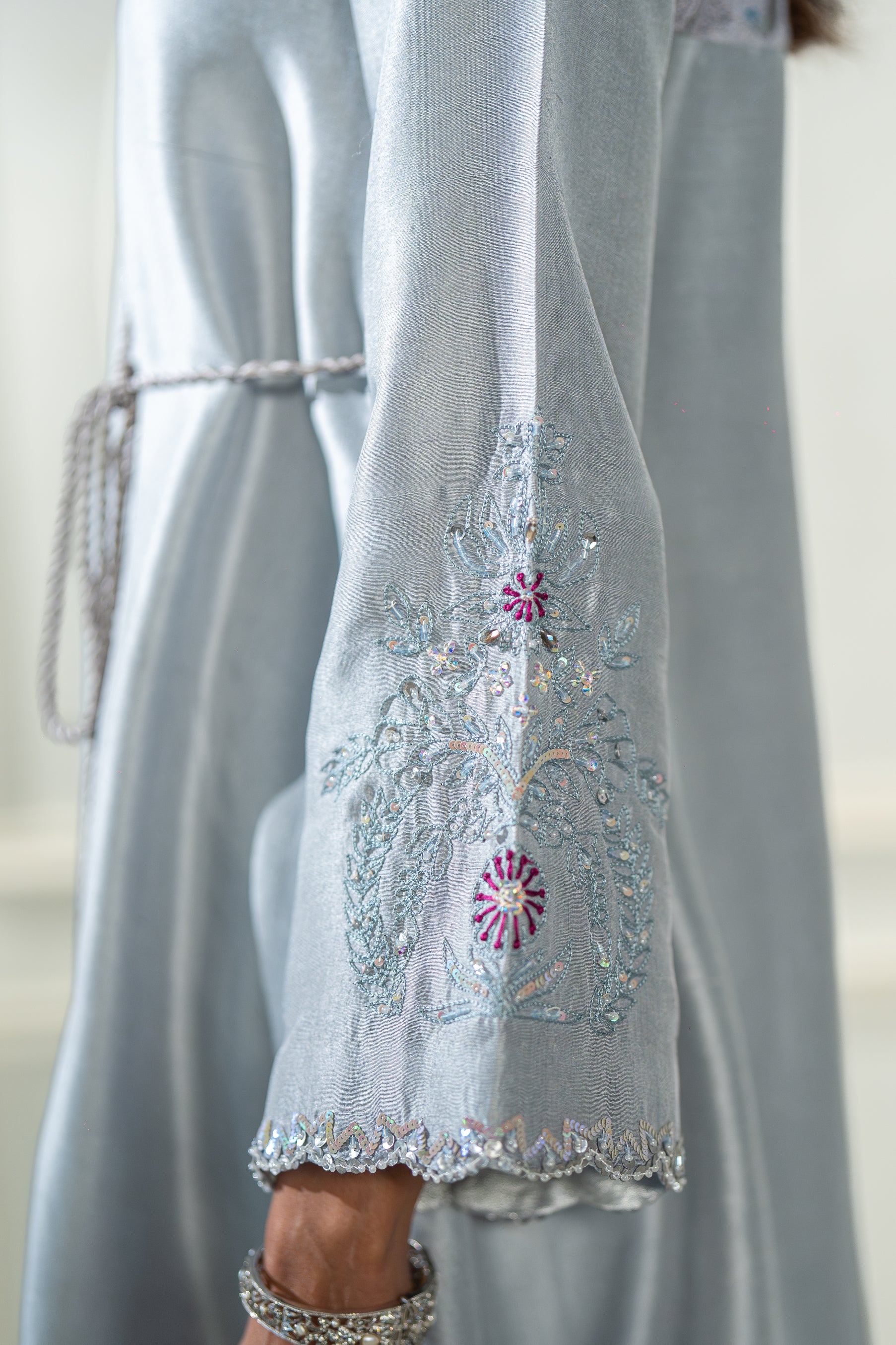 Magenta Organza Cape Set