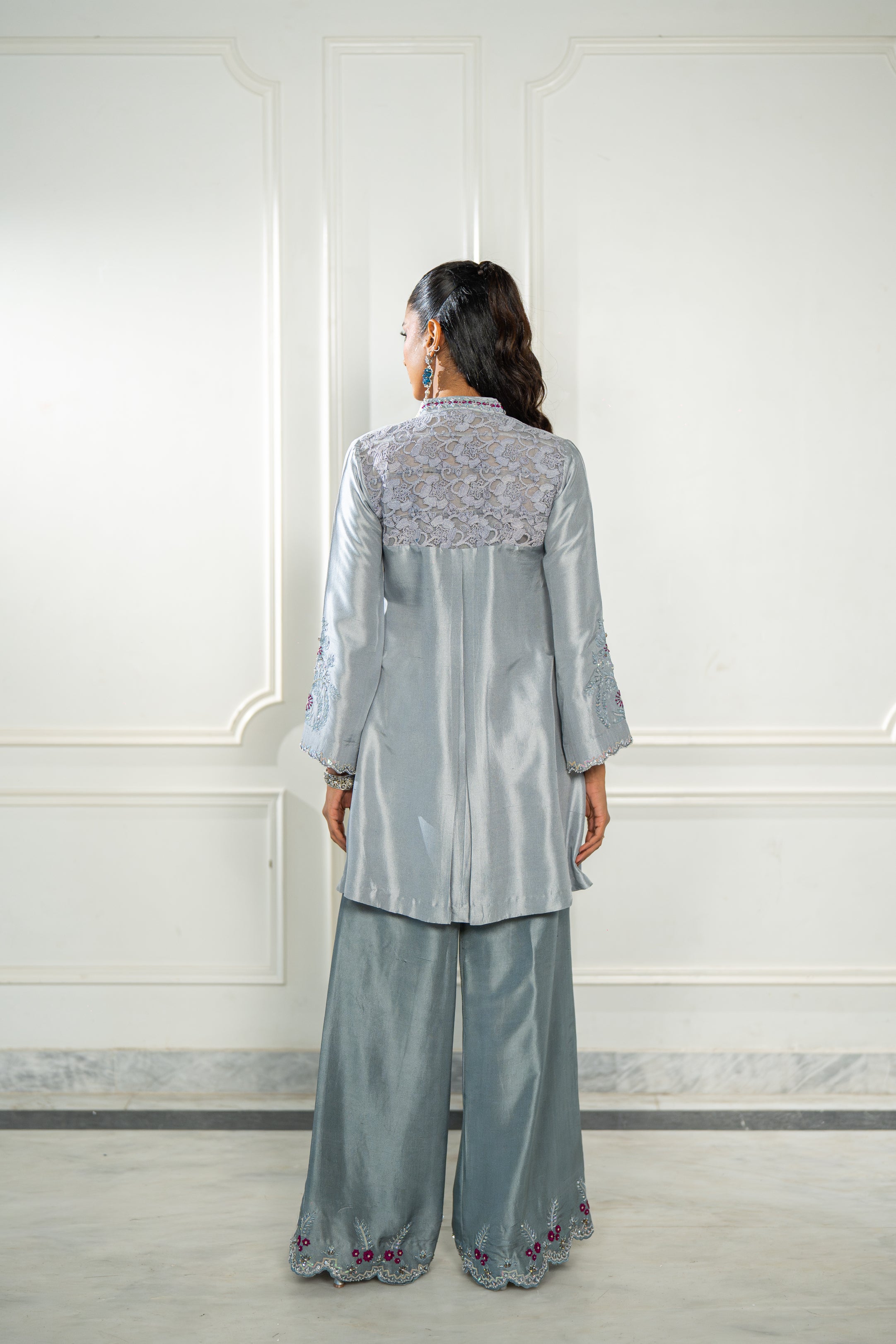 Magenta Organza Cape Set