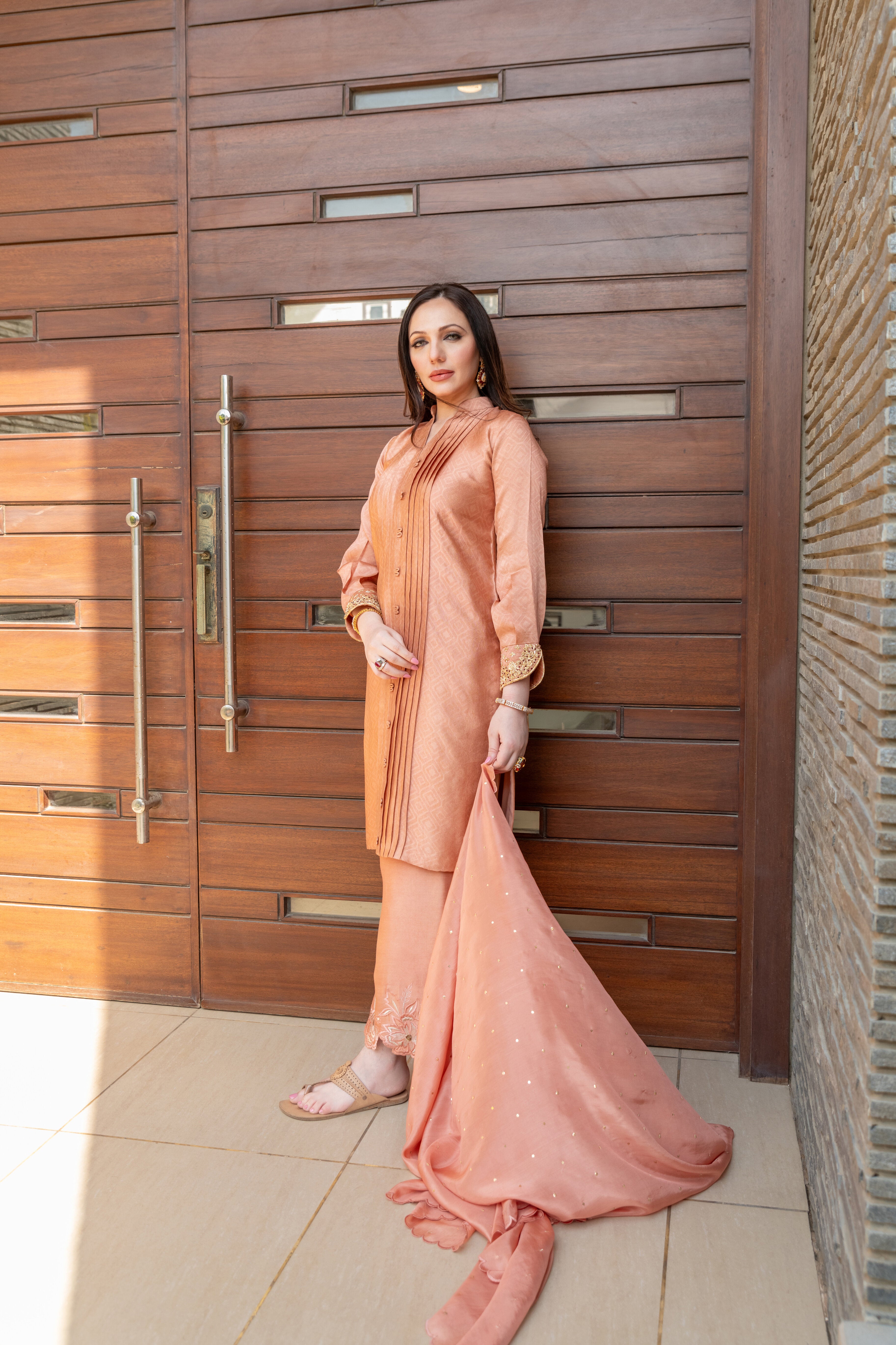 Salmon Peach Sheesha Outfit